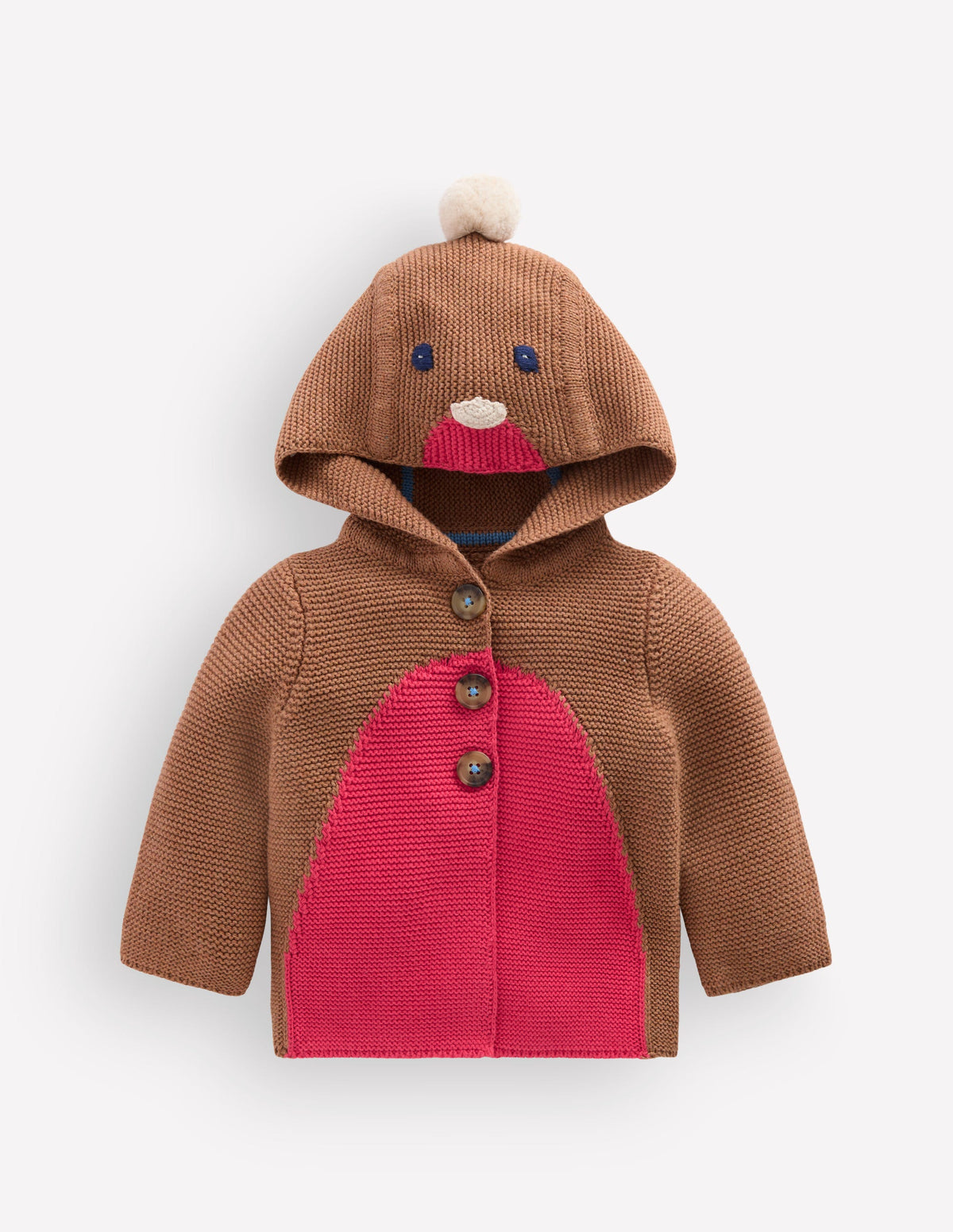 Originelle, gestrickte Baumwolljacke-Sanftes Braun Rotkehlchen - Image 1