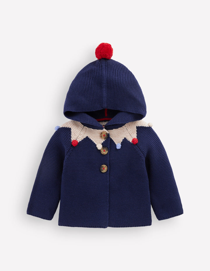 Originelle, gestrickte Baumwolljacke-Schuluniform-Marineblau Narrenstil