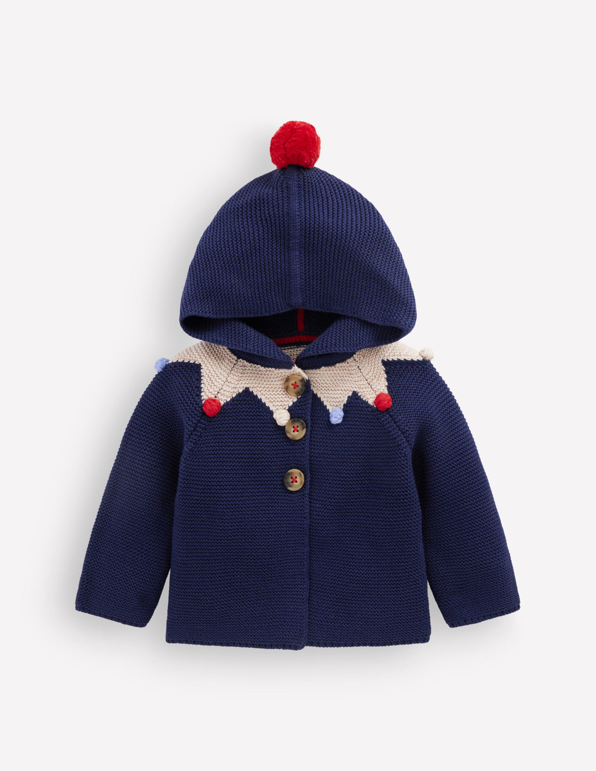 Originelle, gestrickte Baumwolljacke-Schuluniform-Marineblau Narrenstil-3