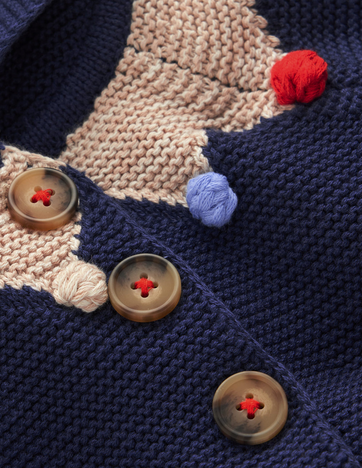 Originelle, gestrickte Baumwolljacke-Schuluniform-Marineblau Narrenstil-2