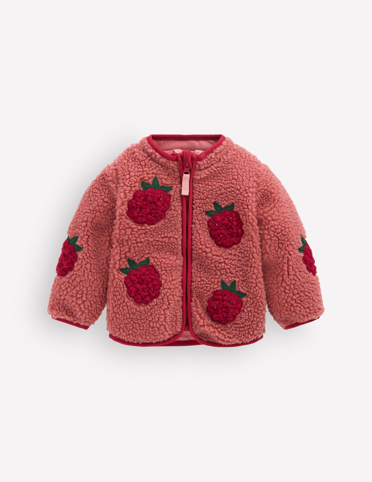 Veste douillette en borg-Appliqué mûre rose-1
