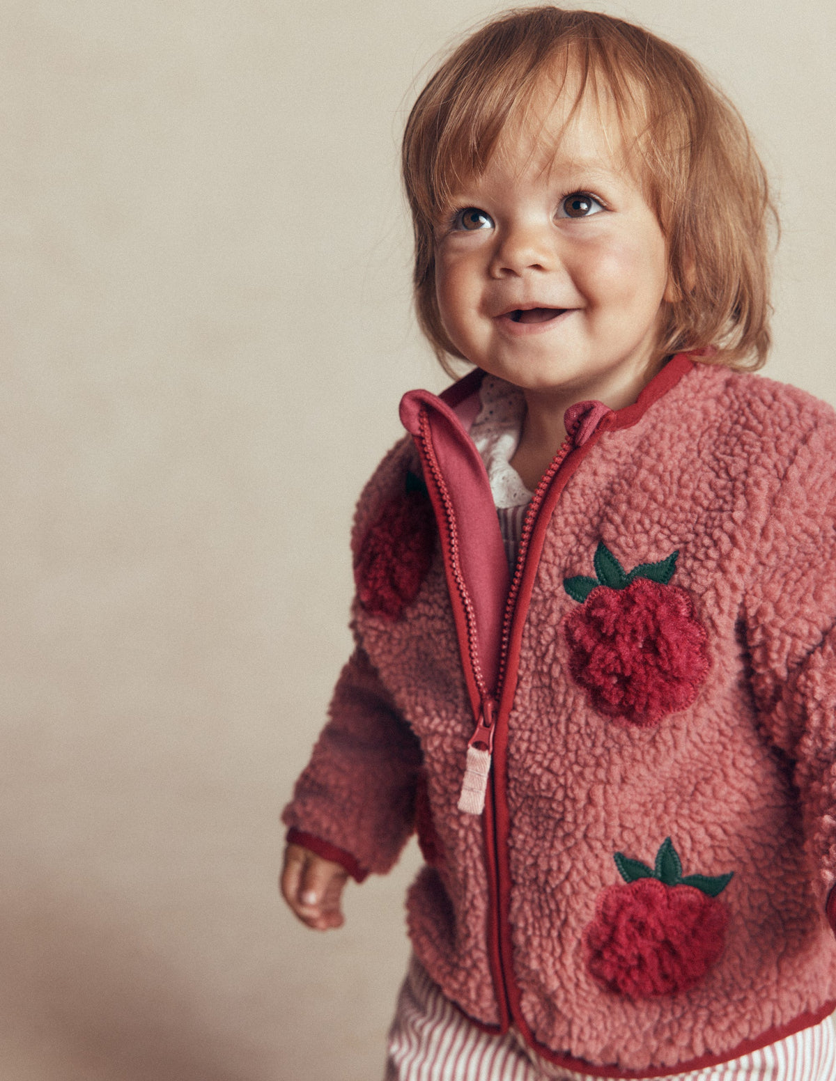 Cosy Borg Jacket-Rose Blackberry Applique-3