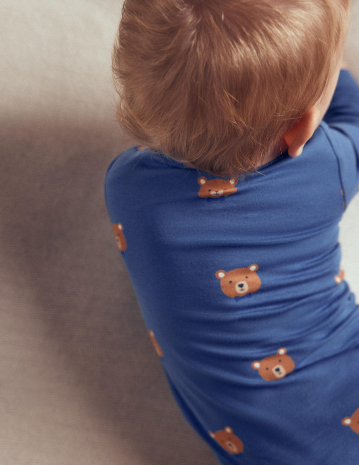Baumwoll-Bodys im 3er-Pack-Blau Bären