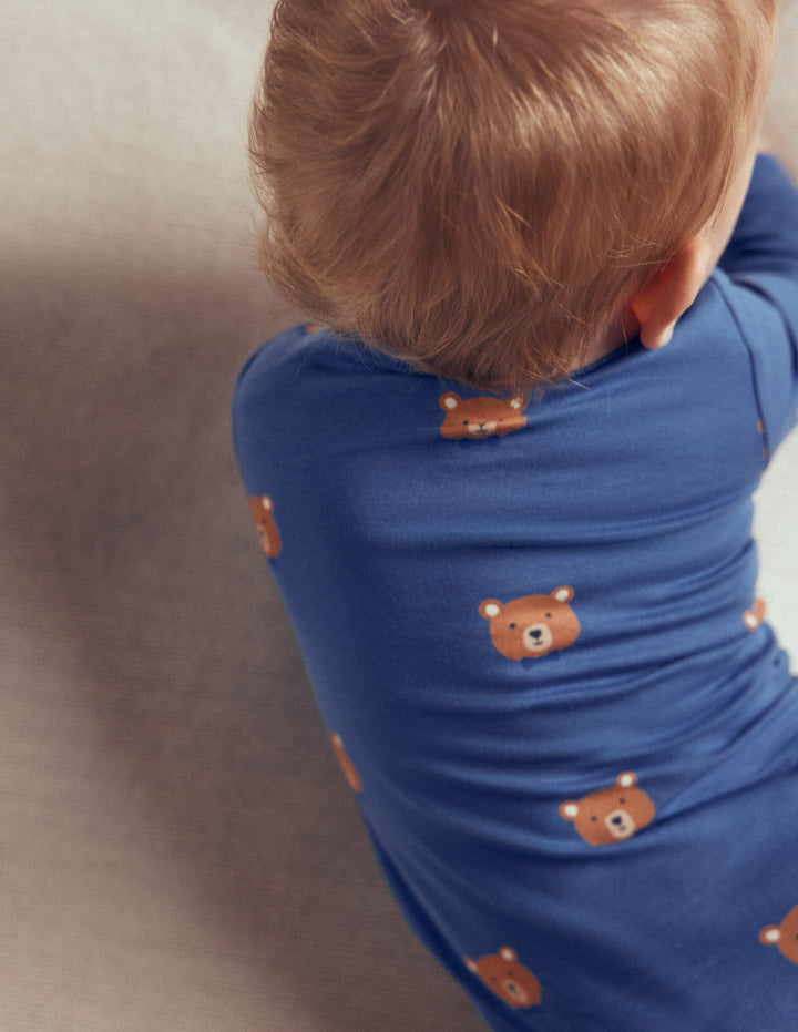 Baumwoll-Bodys im 3er-Pack-Blau Bären