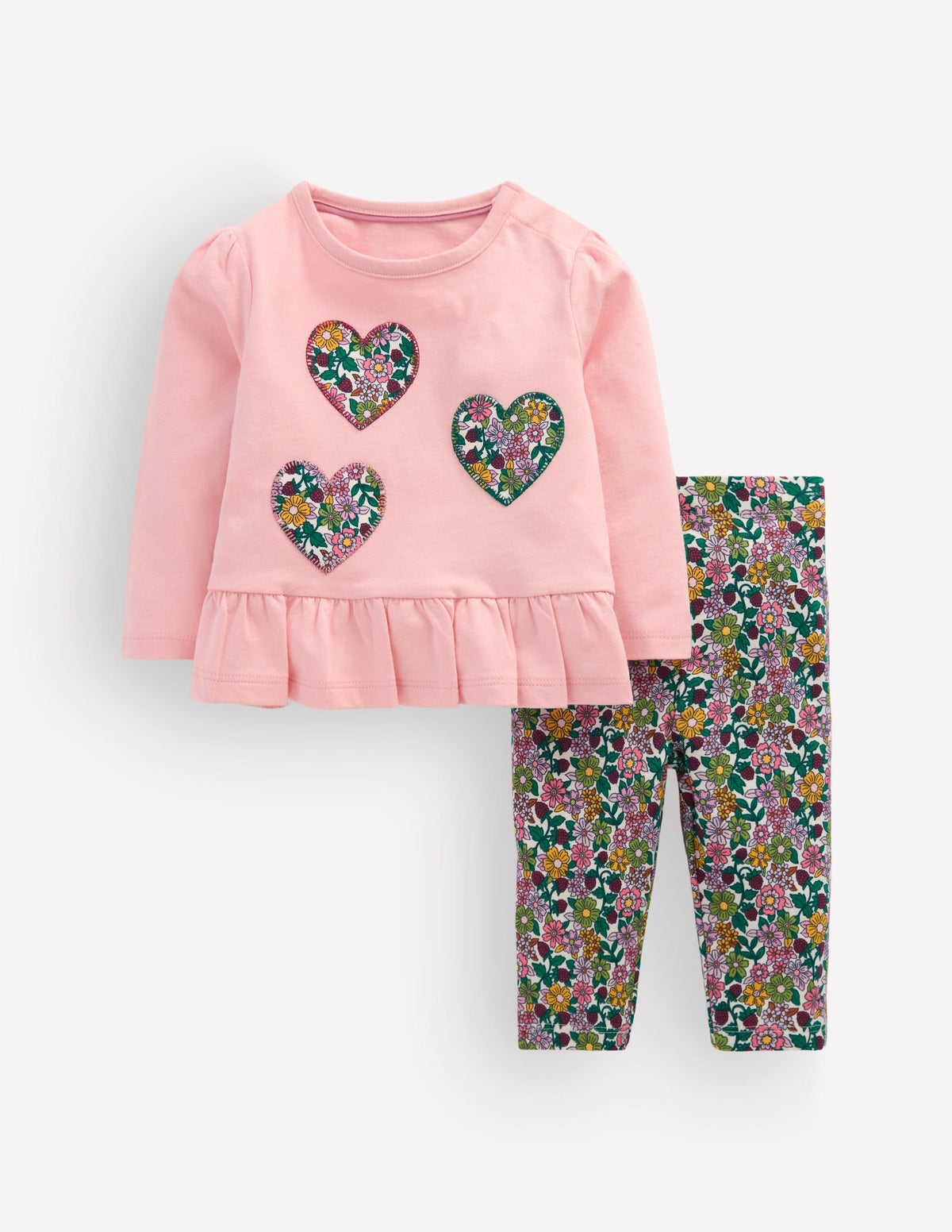 Jersey-Spielset mit Applikation-Herz Bunt Blumenmuster-1