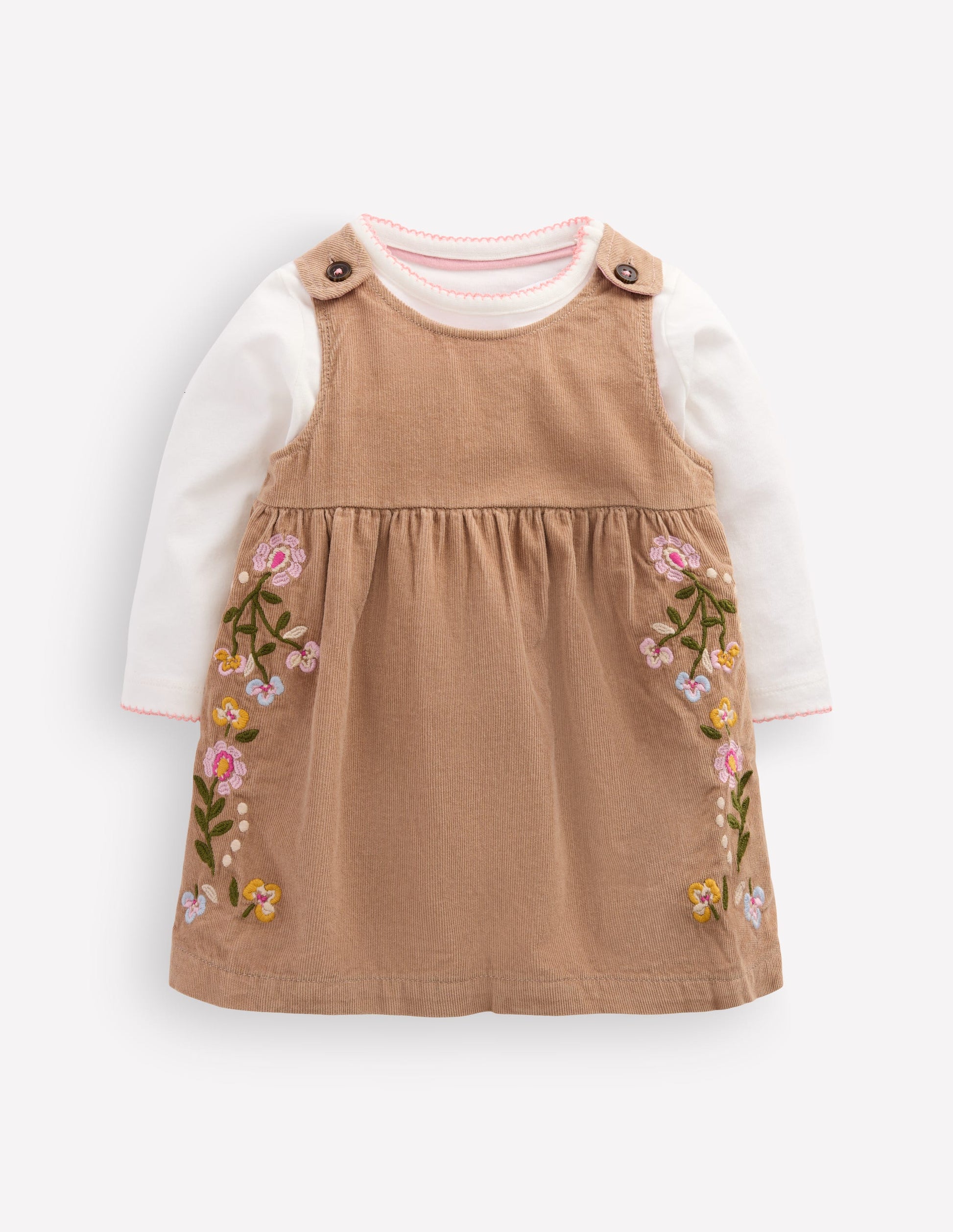Besticktes Schürzenkleid-Set-Ingwer Stickerei-1