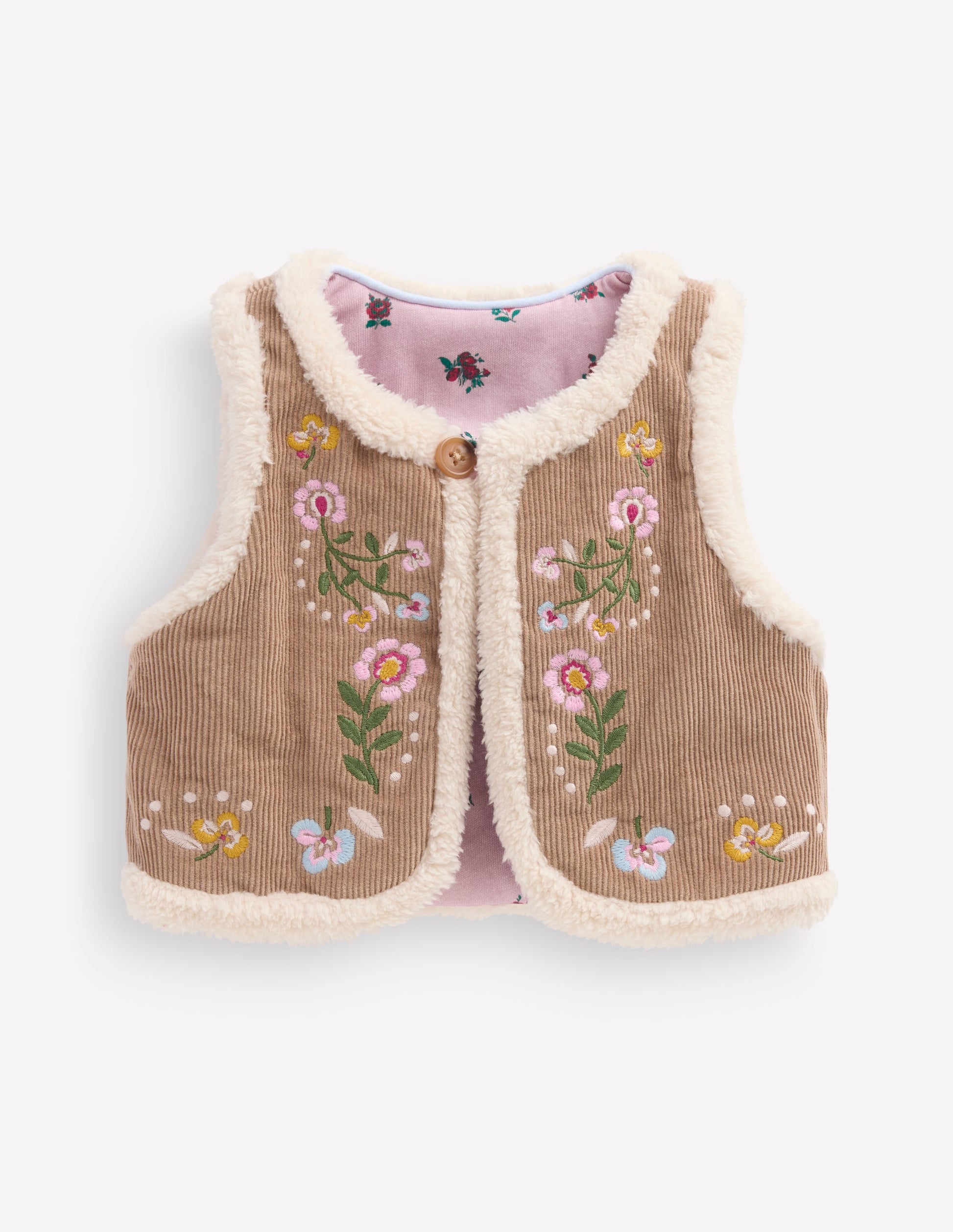 Veste sans manches brodée en borg-Broderie neutre-6