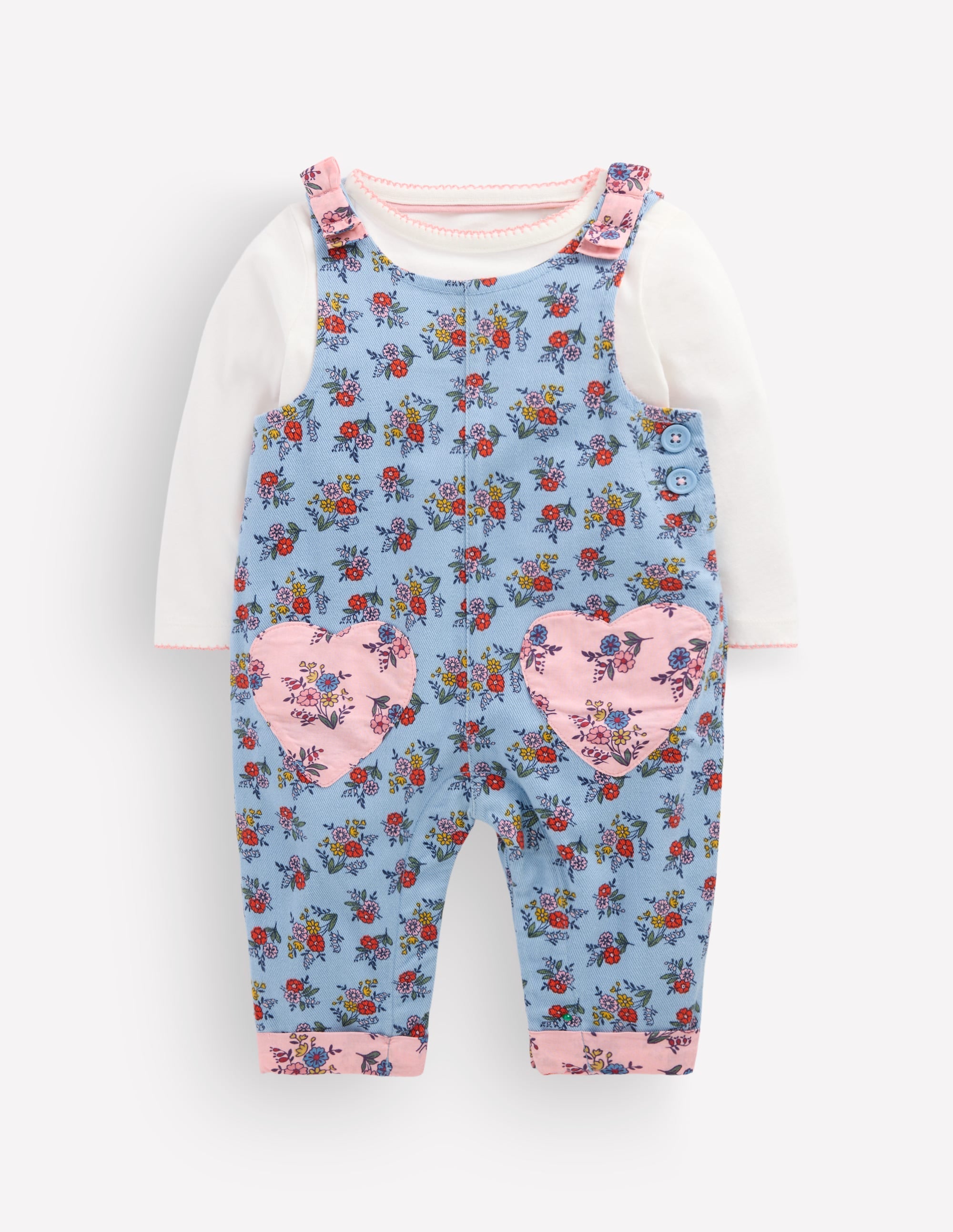 Gewebtes Latzhosen-Set-Blau Sprießender Garten - Image 1