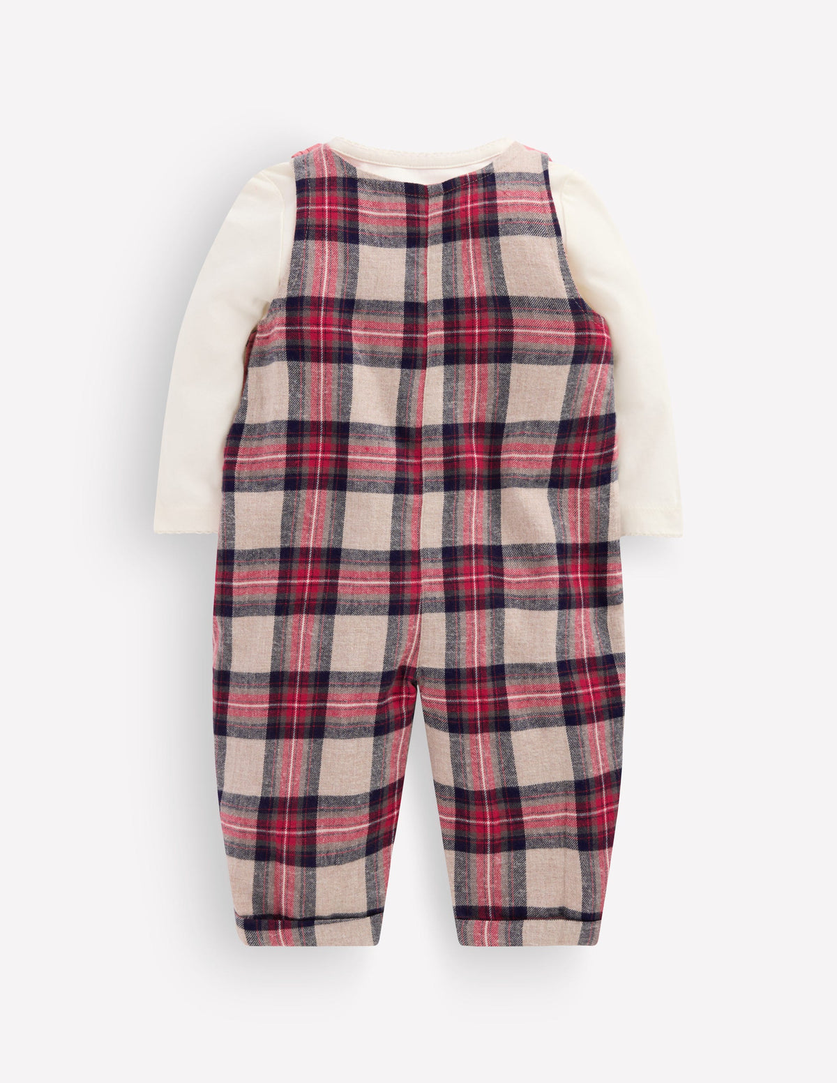 Woven Dungarees Set-Oatmeal Check-3