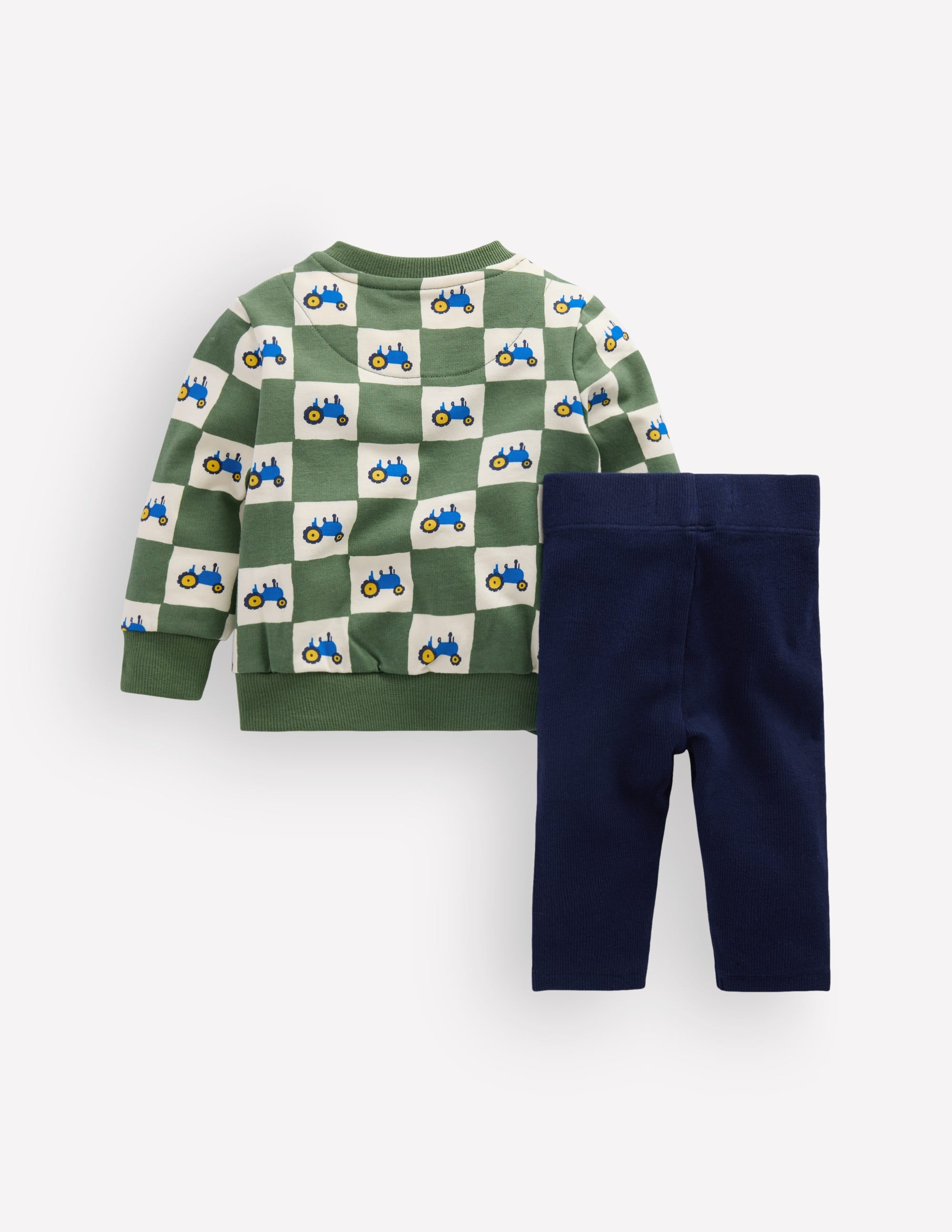 Sweatshirt & Leggings im Set-Grün Karomuster Traktoren - Image 3