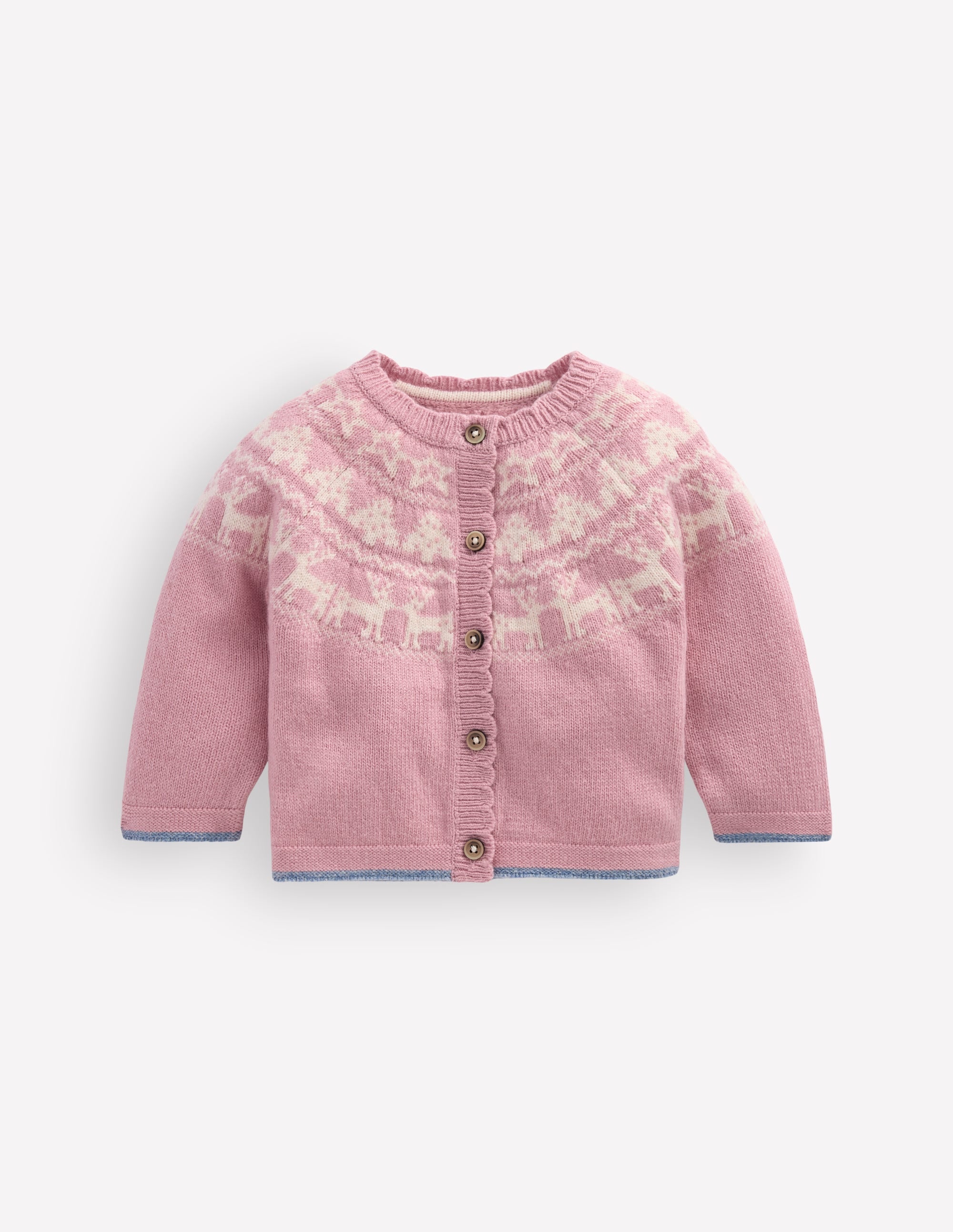 Fair-Isle-Strickjacke-Vintage-Rosa Meliert Festlich - Image 1