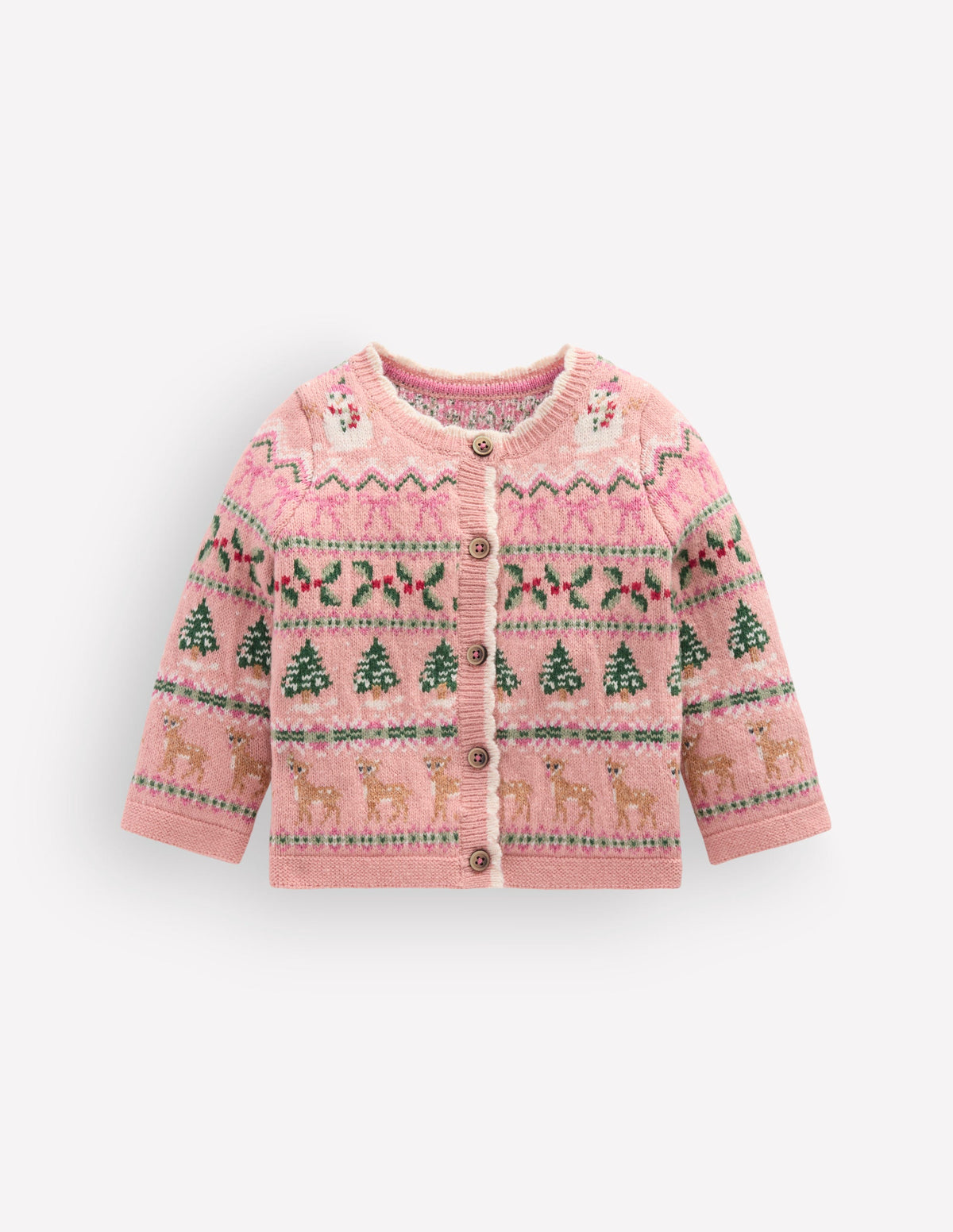 Fair-Isle-Strickjacke-Vintage-Rosa Festlich Fair-Isle-Muster-1