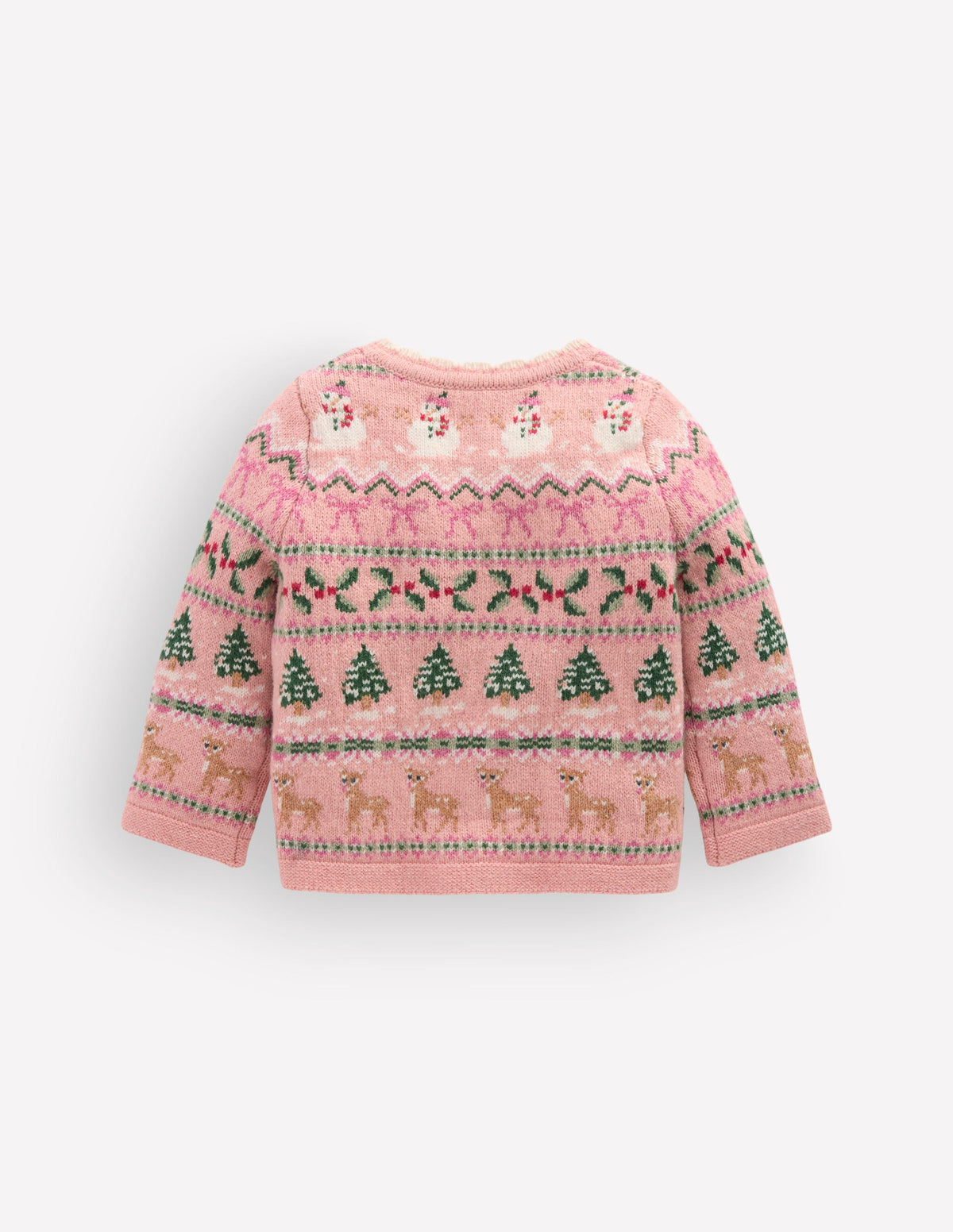Fair-Isle-Strickjacke-Vintage-Rosa Festlich Fair-Isle-Muster - Image 3