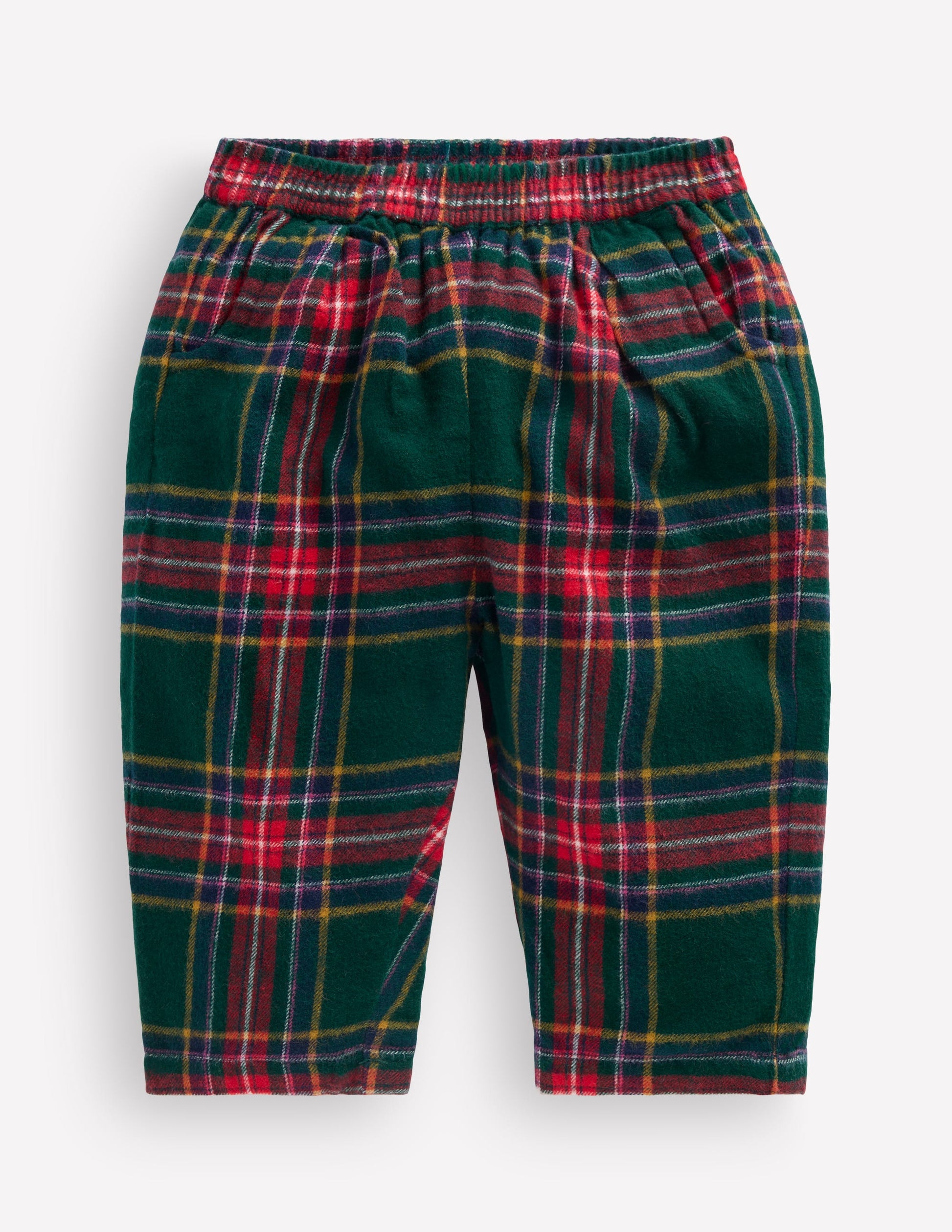 Woven Pull-on Trousers-Green/Red Check-1