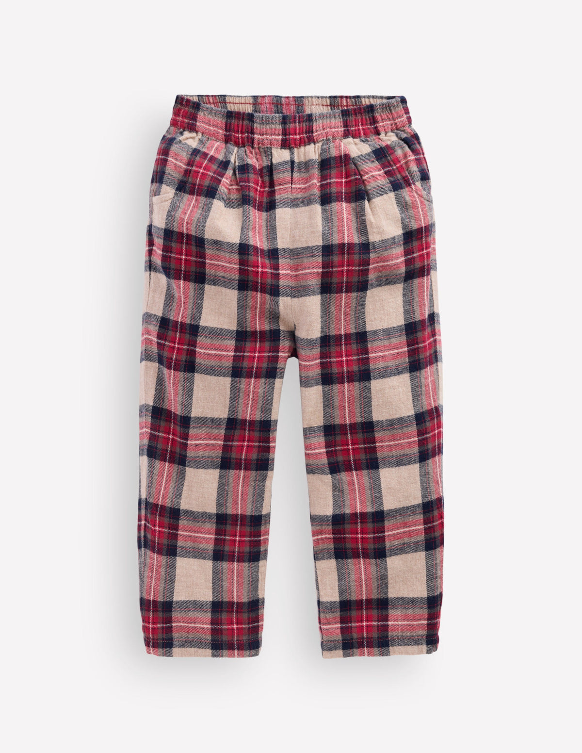 Gewebte Hose zum Hineinschlüpfen-Haferbeige Kariert-5