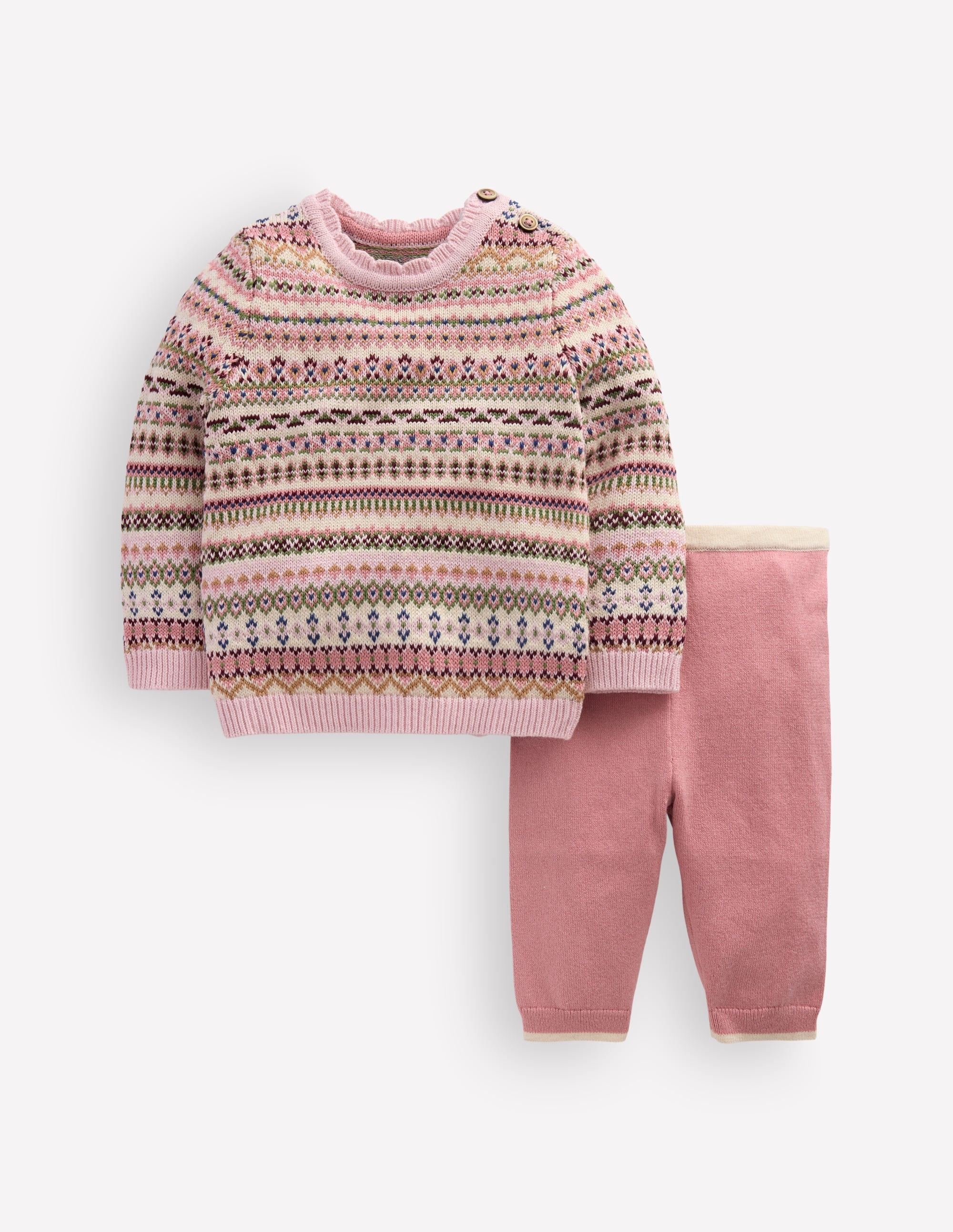Fair-Isle-Strickpullover-Set-Rosa Heide - Image 1