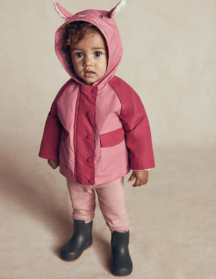 3-in-1 Shower Resistant Coat-Vintage Rose Bunny