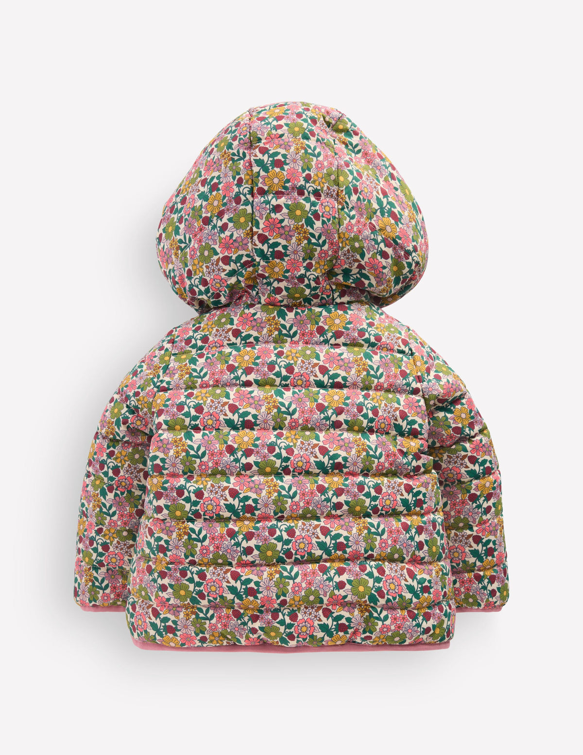 Pufferjacke mit kuscheligem Futter-Papyrus Himbeer Blumenmuster-3