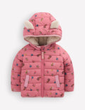 Doudoune doublée cosy-Motif fleurs espacées rose