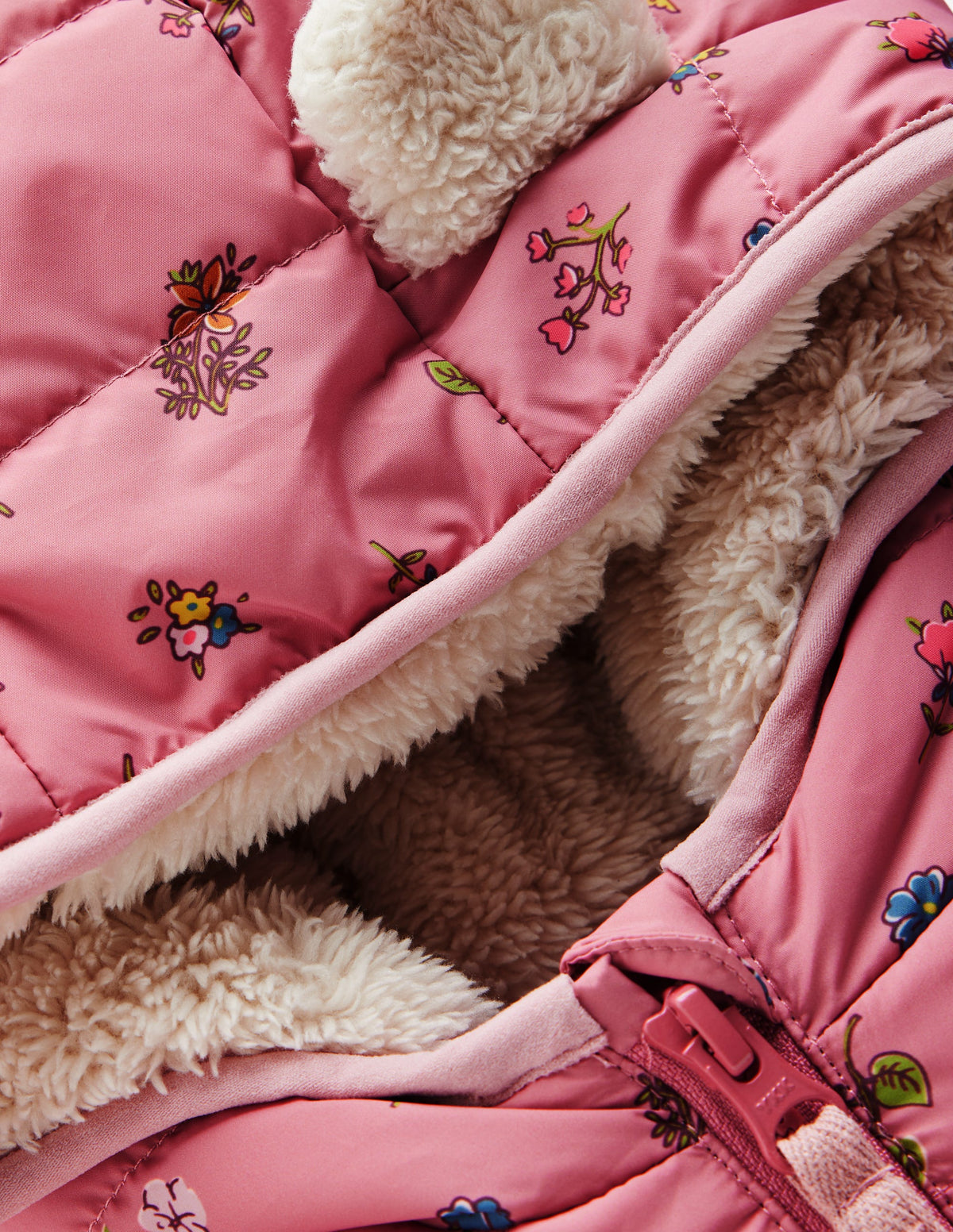Doudoune doublée cosy-Motif fleurs espacées rose - Image 2