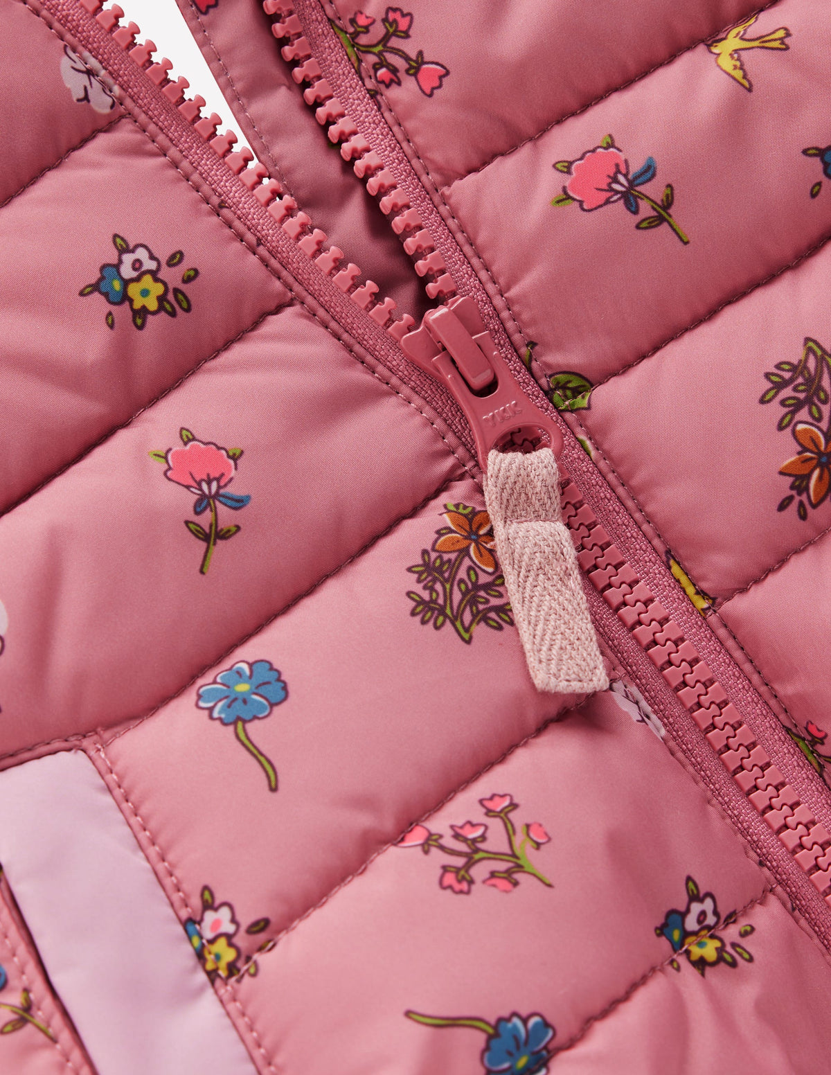 Doudoune doublée cosy-Motif fleurs espacées rose-4