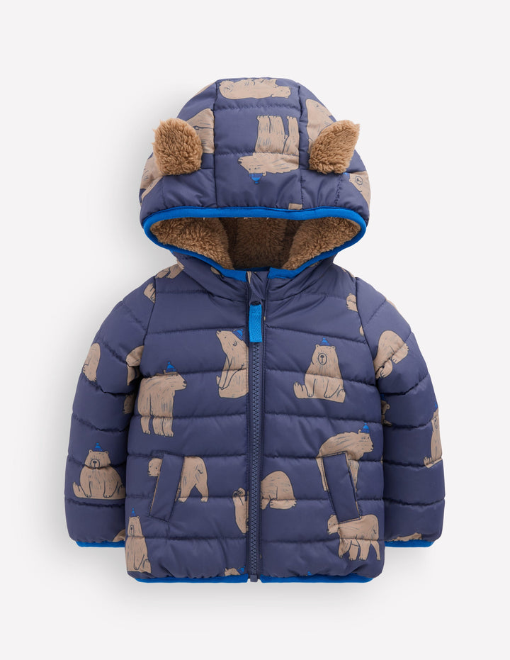 Pufferjacke mit kuscheligem Futter-Marineblau Baby-Bären