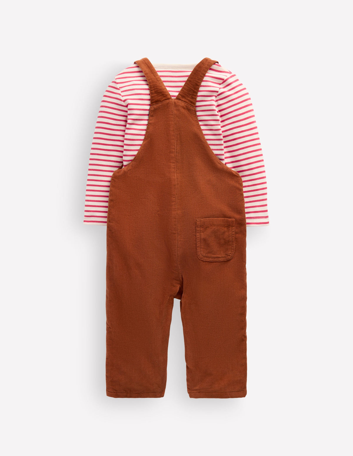 Novelty Cord Dungaree Set-Brown Reindeer - Image 3