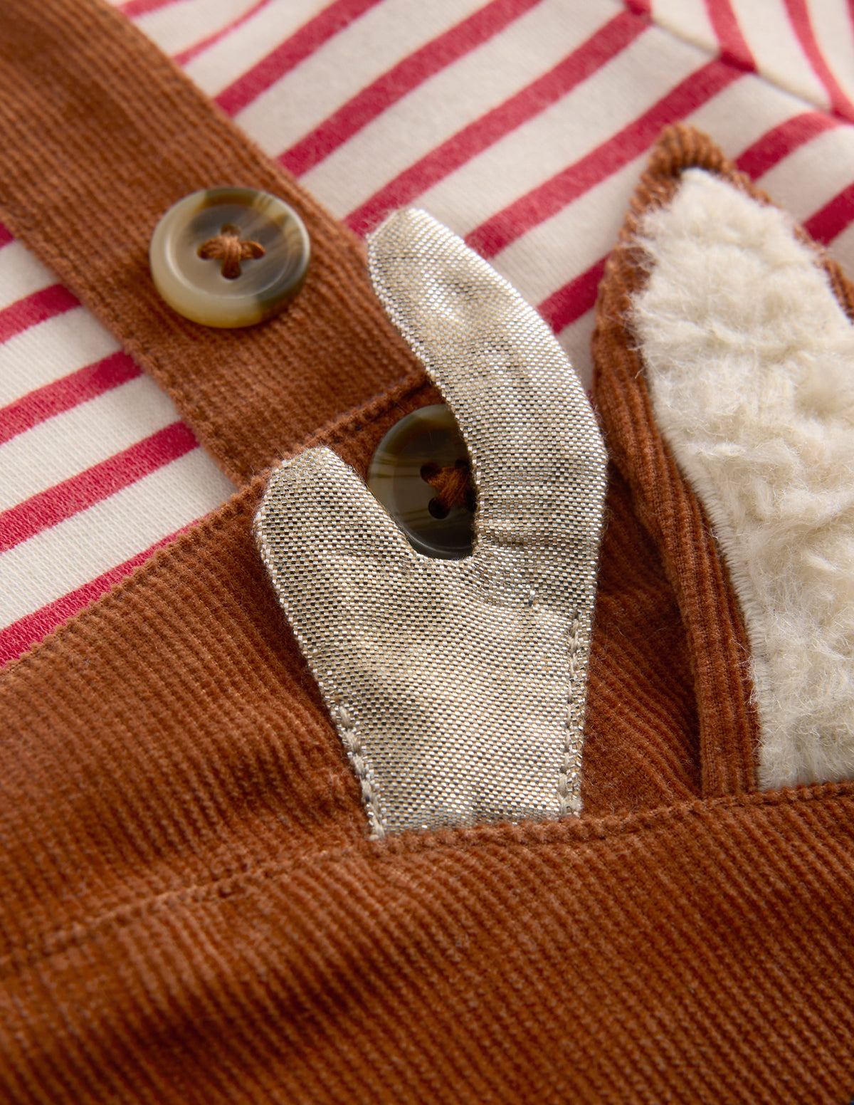 Novelty Cord Dungaree Set-Brown Reindeer-2