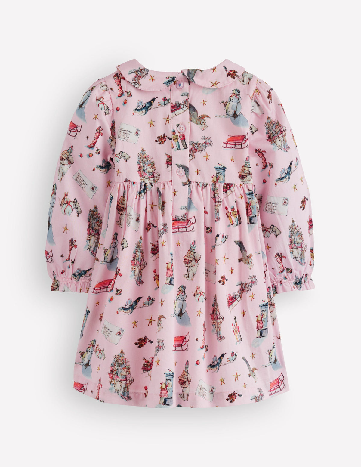 Jolie robe à smocks-Bureau de poste polaire rose-4