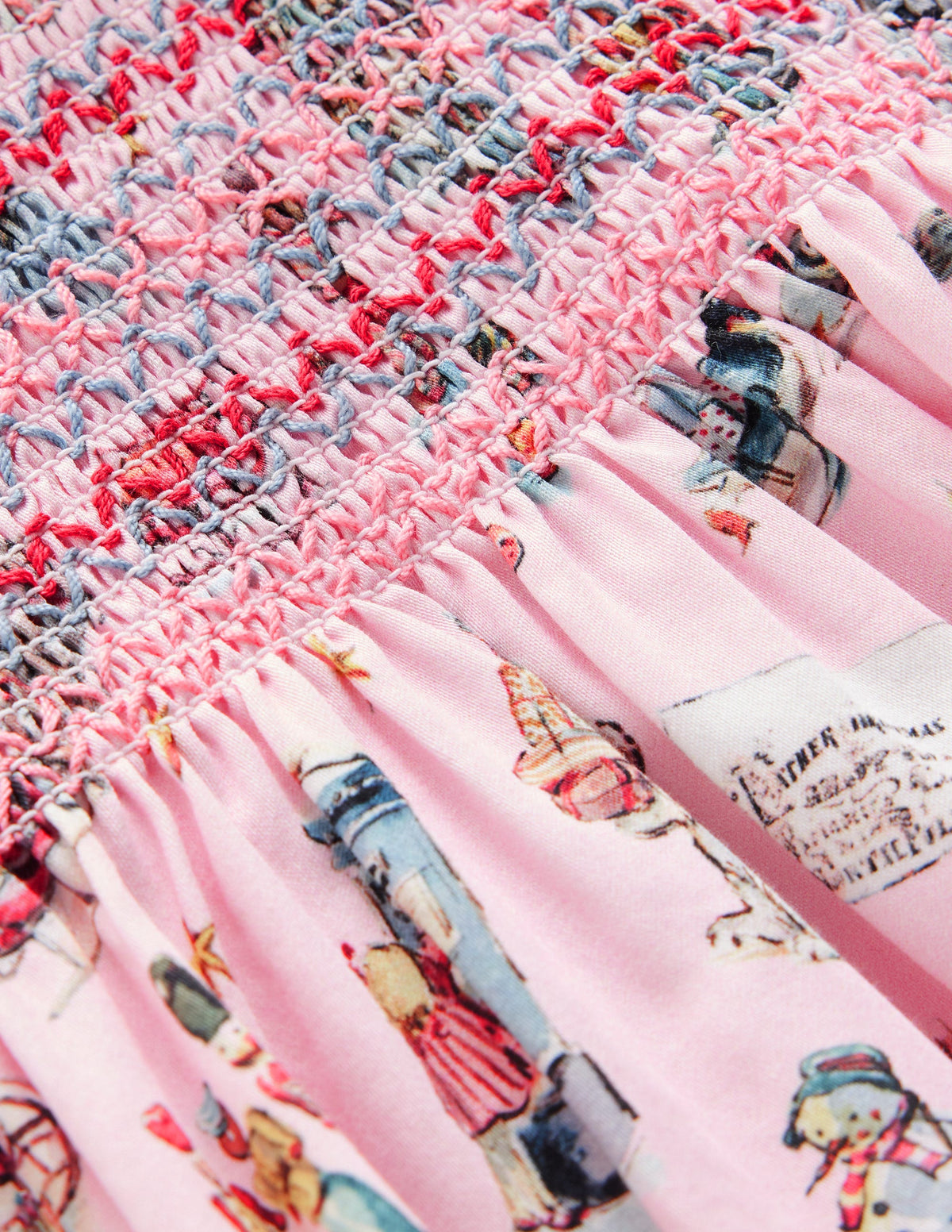 Jolie robe à smocks-Bureau de poste polaire rose-2