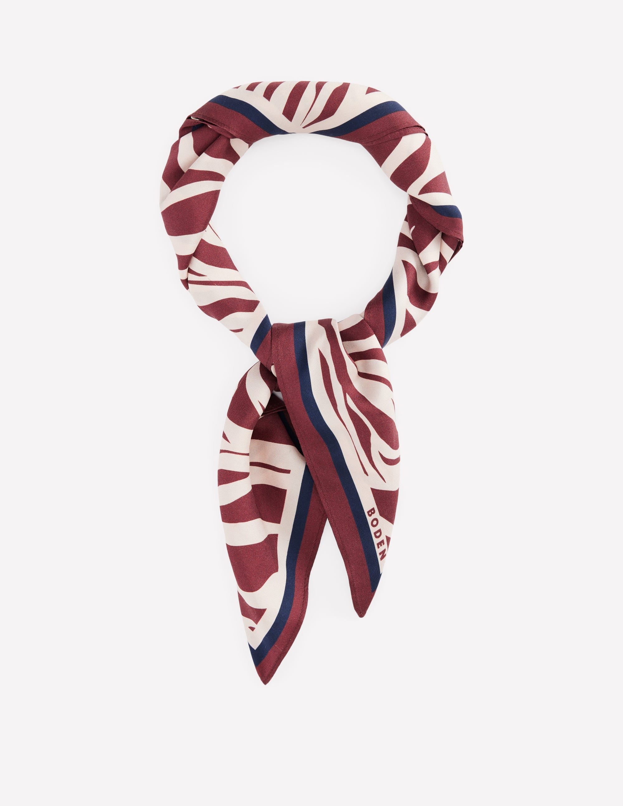 Elisabeth Quadratischer Seidenschal-Kastanienbraun, Zebra Swirl-Motiv - Image 3