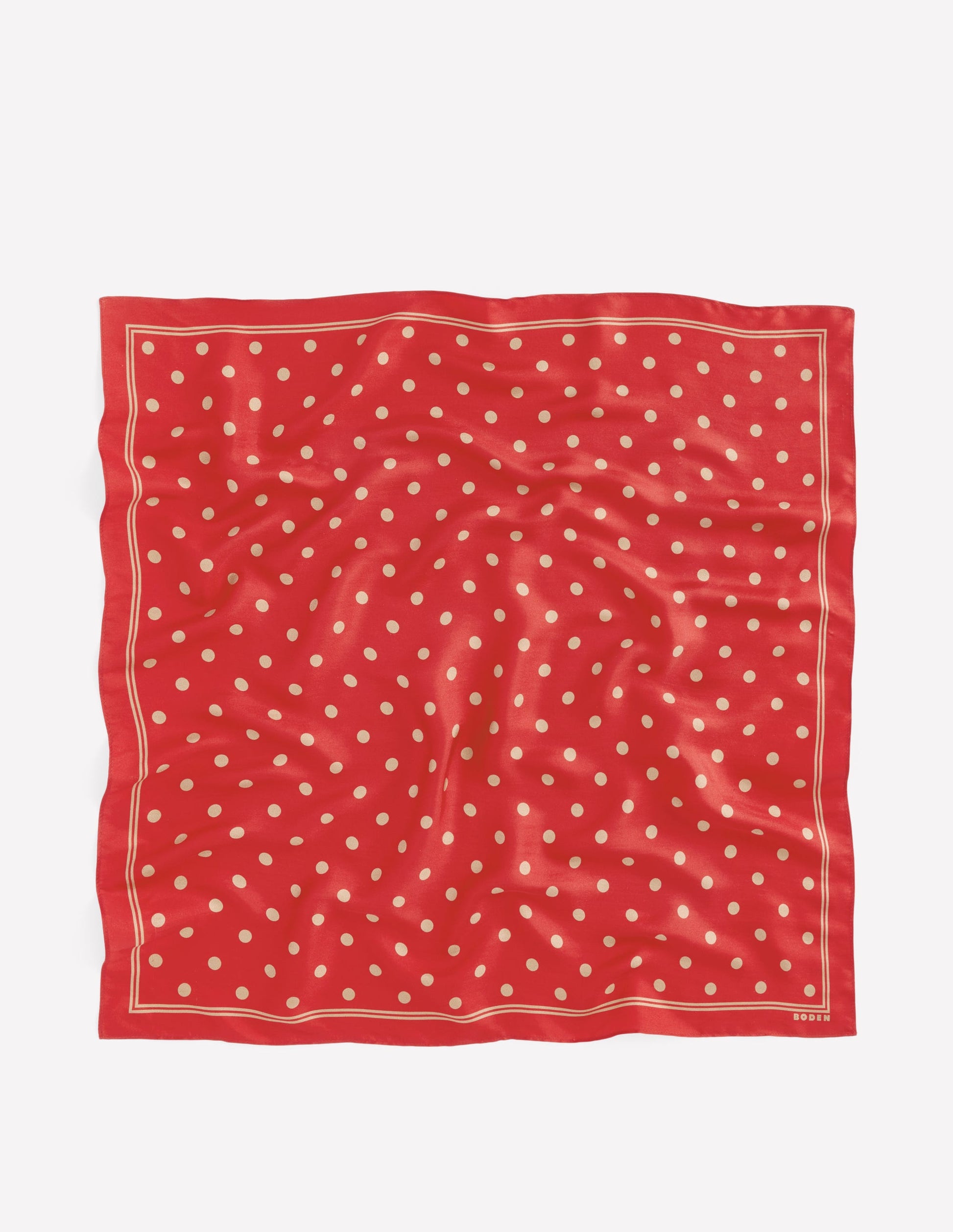 Elisabeth Quadratischer Seidenschal-Rot, Camel Punkte-4