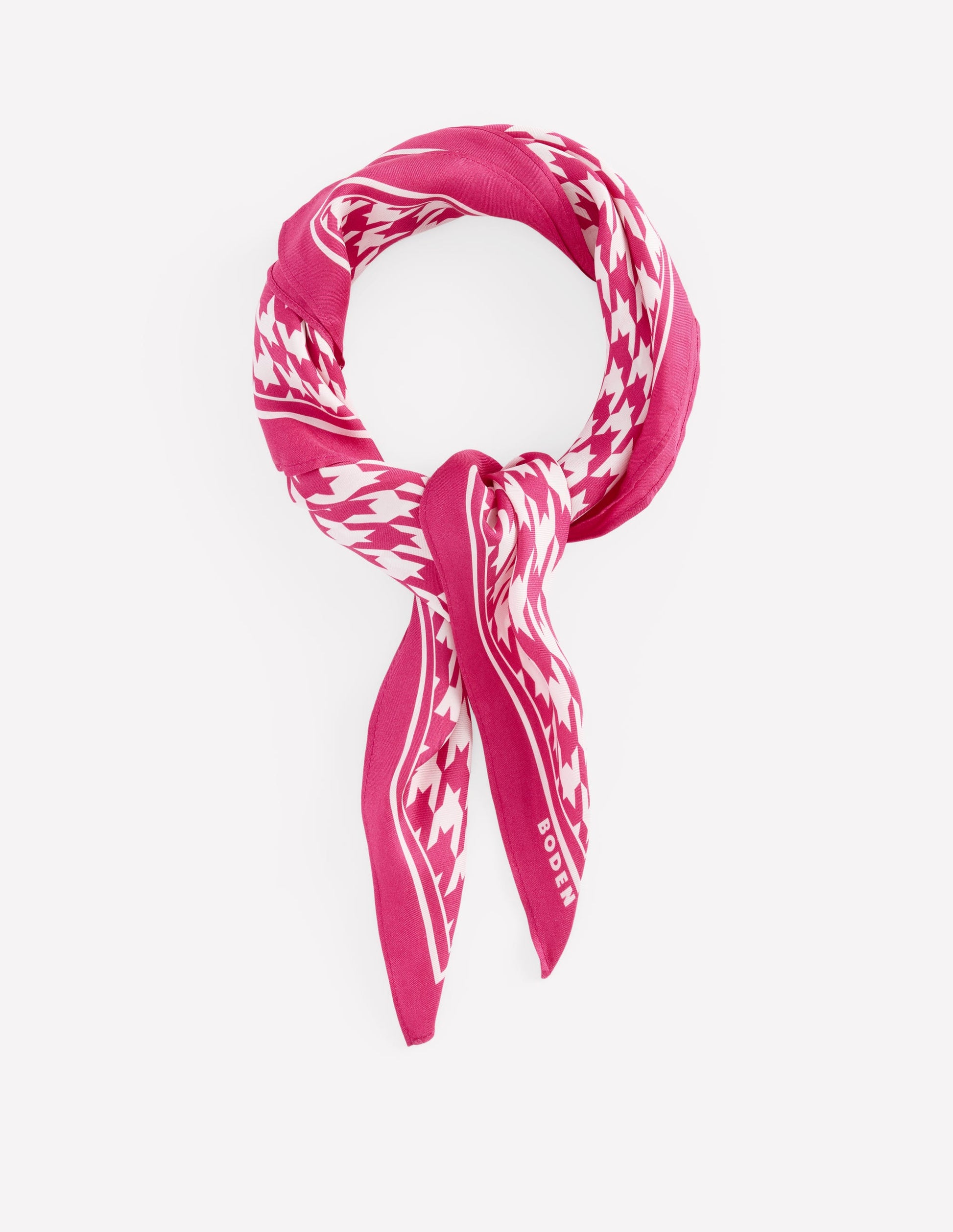 Elisabeth Quadratischer Seidenschal-Rosa Pfingstrose, Hahnentrittmuster-1