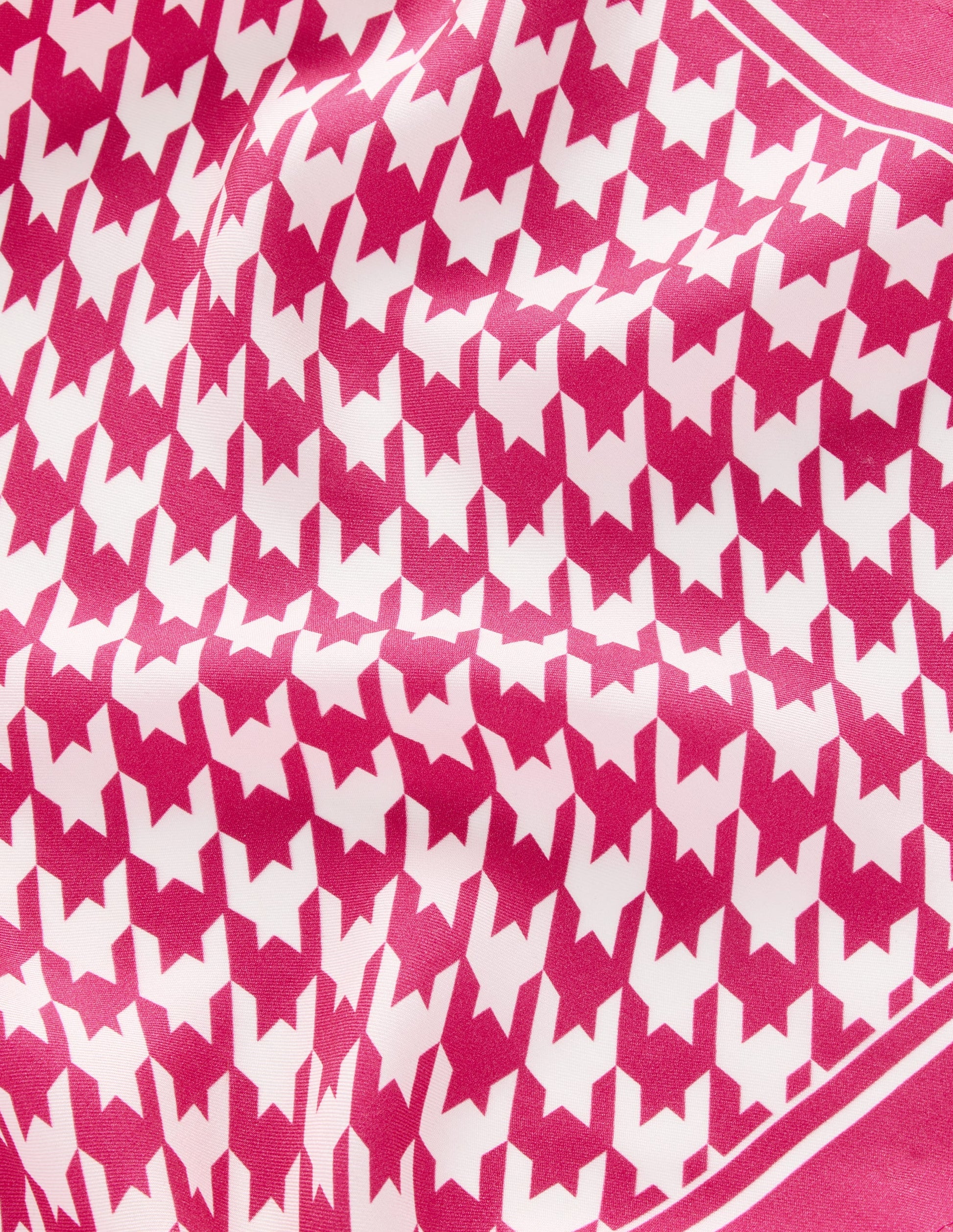 Elisabeth Quadratischer Seidenschal-Rosa Pfingstrose, Hahnentrittmuster-4