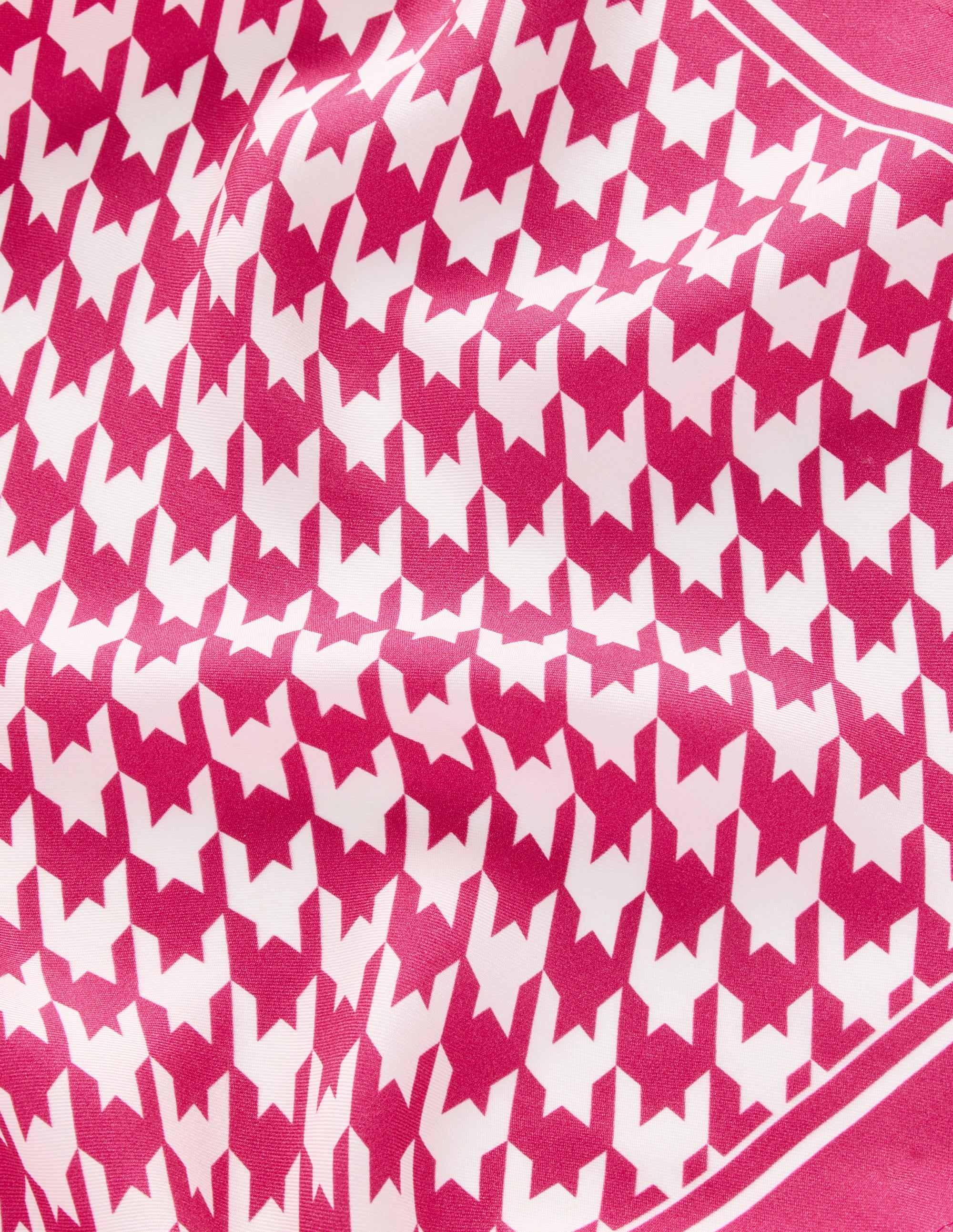 Elisabeth Quadratischer Seidenschal-Rosa Pfingstrose, Hahnentrittmuster - Image 4