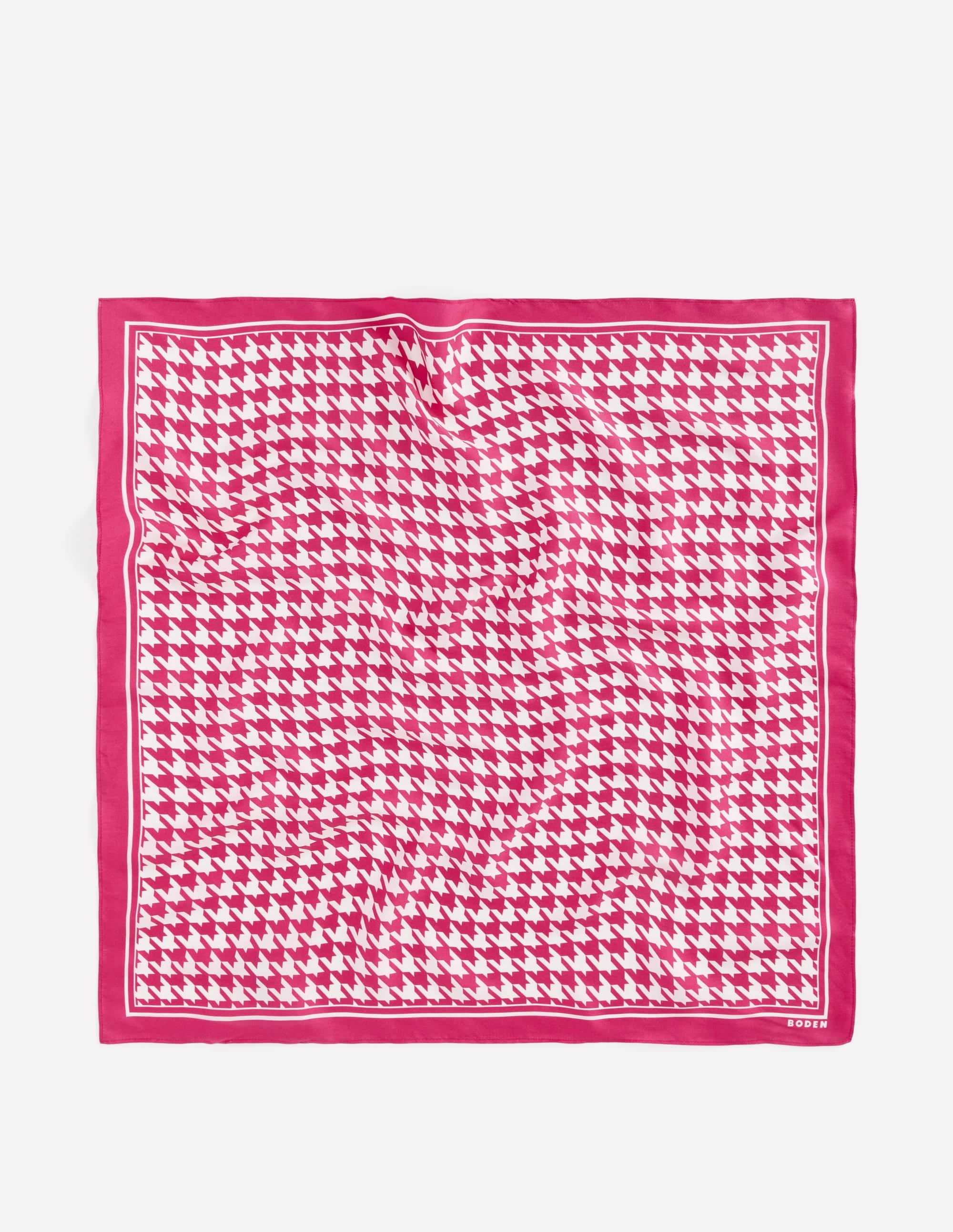Elisabeth Quadratischer Seidenschal-Rosa Pfingstrose, Hahnentrittmuster - Image 5