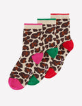 Originelle Socken im 3er-Pack-Leopardenmuster Bunt