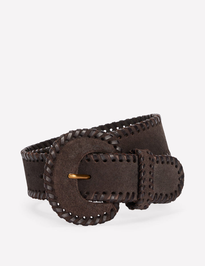 Ceinture recouverte au point roulé-Chocolat