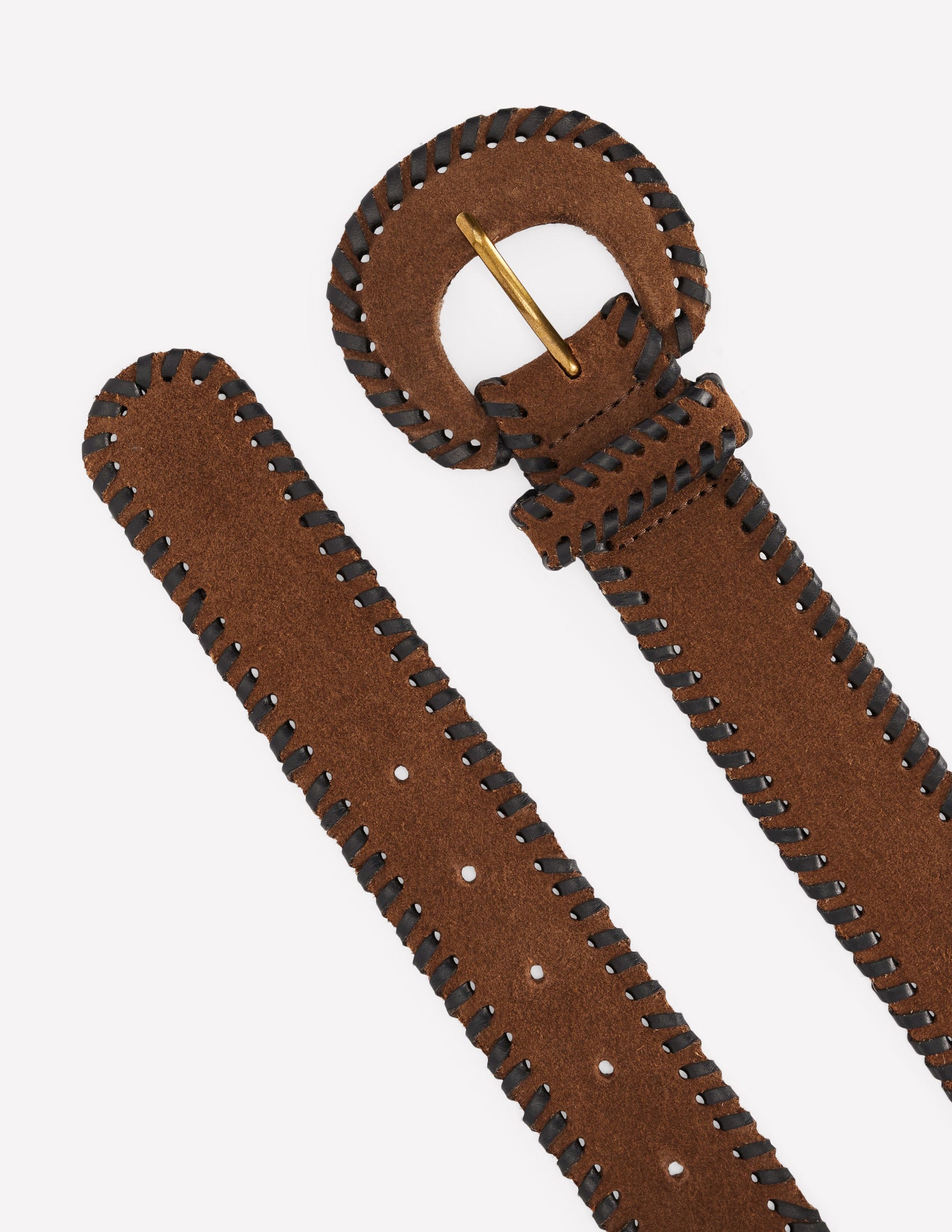 Covered Whipstitch Belt-Raw Umber/Black-3