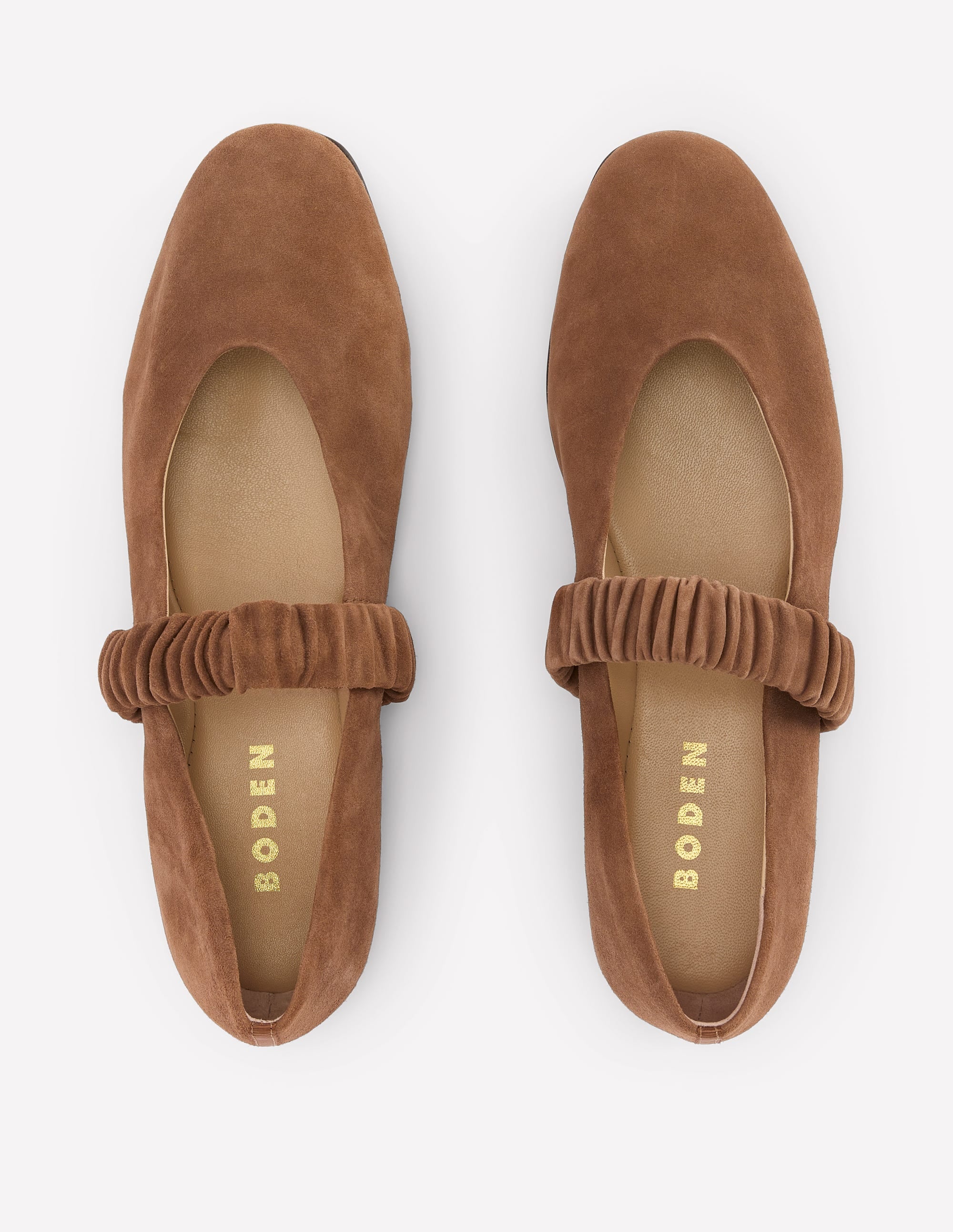 Ballerines Camilla froncées-Daim terre d'ombre - Image 5