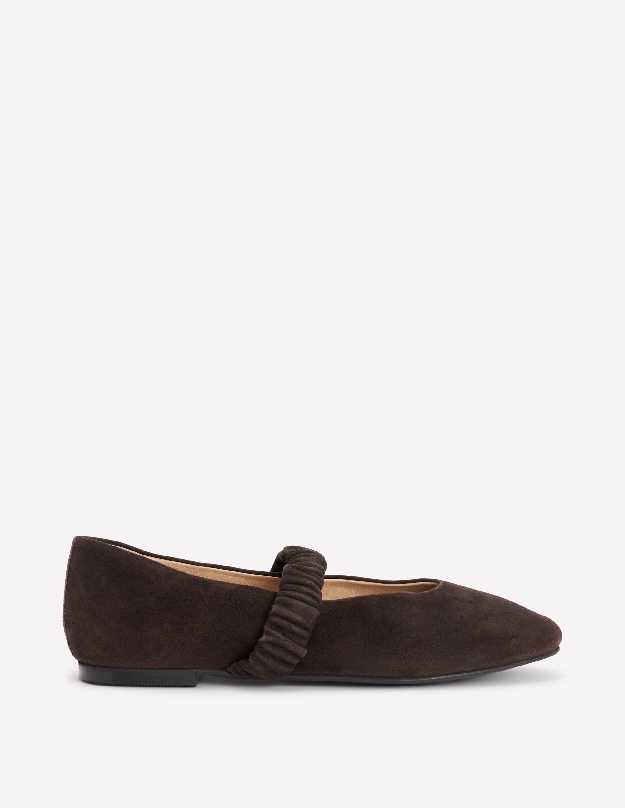 Camilla Ruched Ballet Flats-Bitter Chocolate - Image 1
