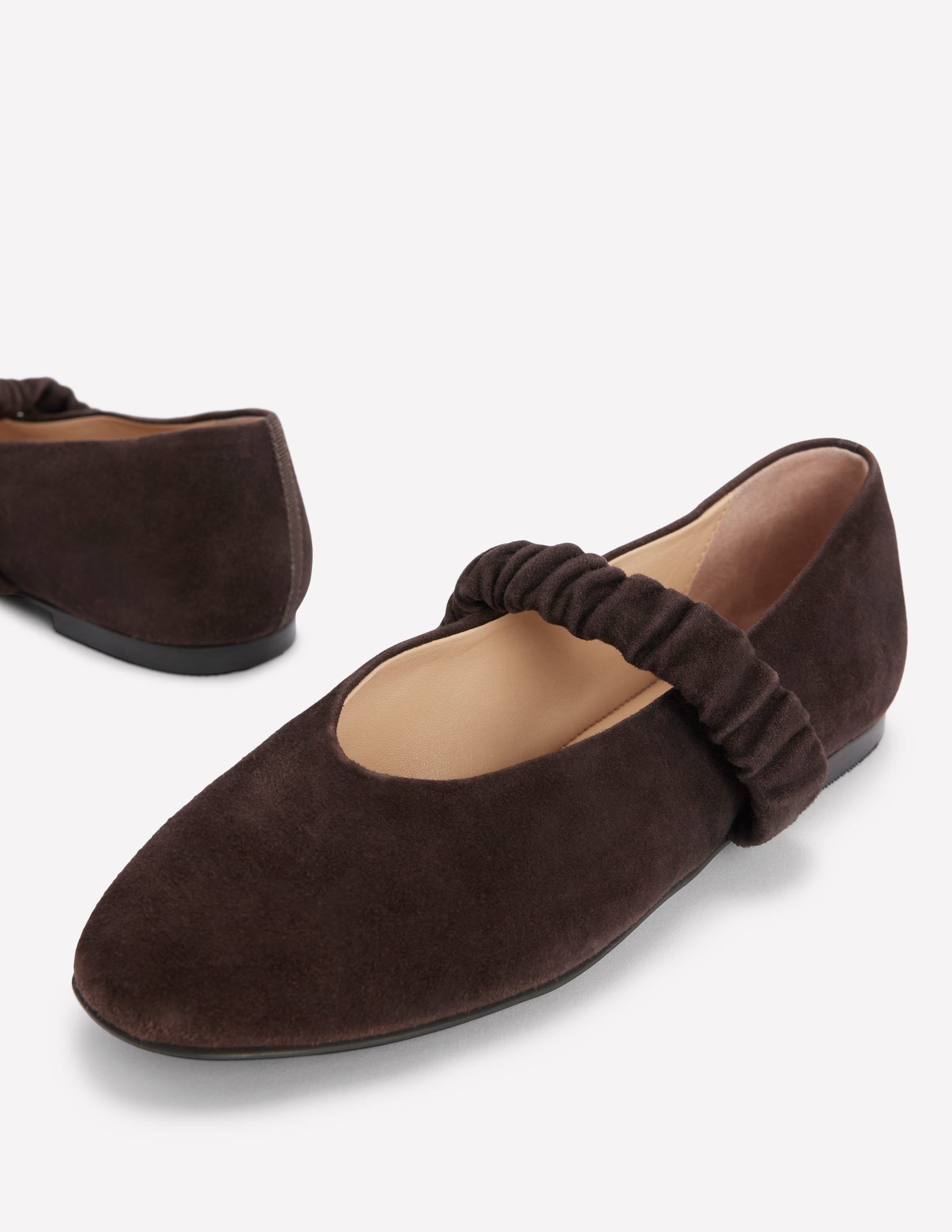 Camilla Ruched Ballet Flats-Bitter Chocolate - Image 4