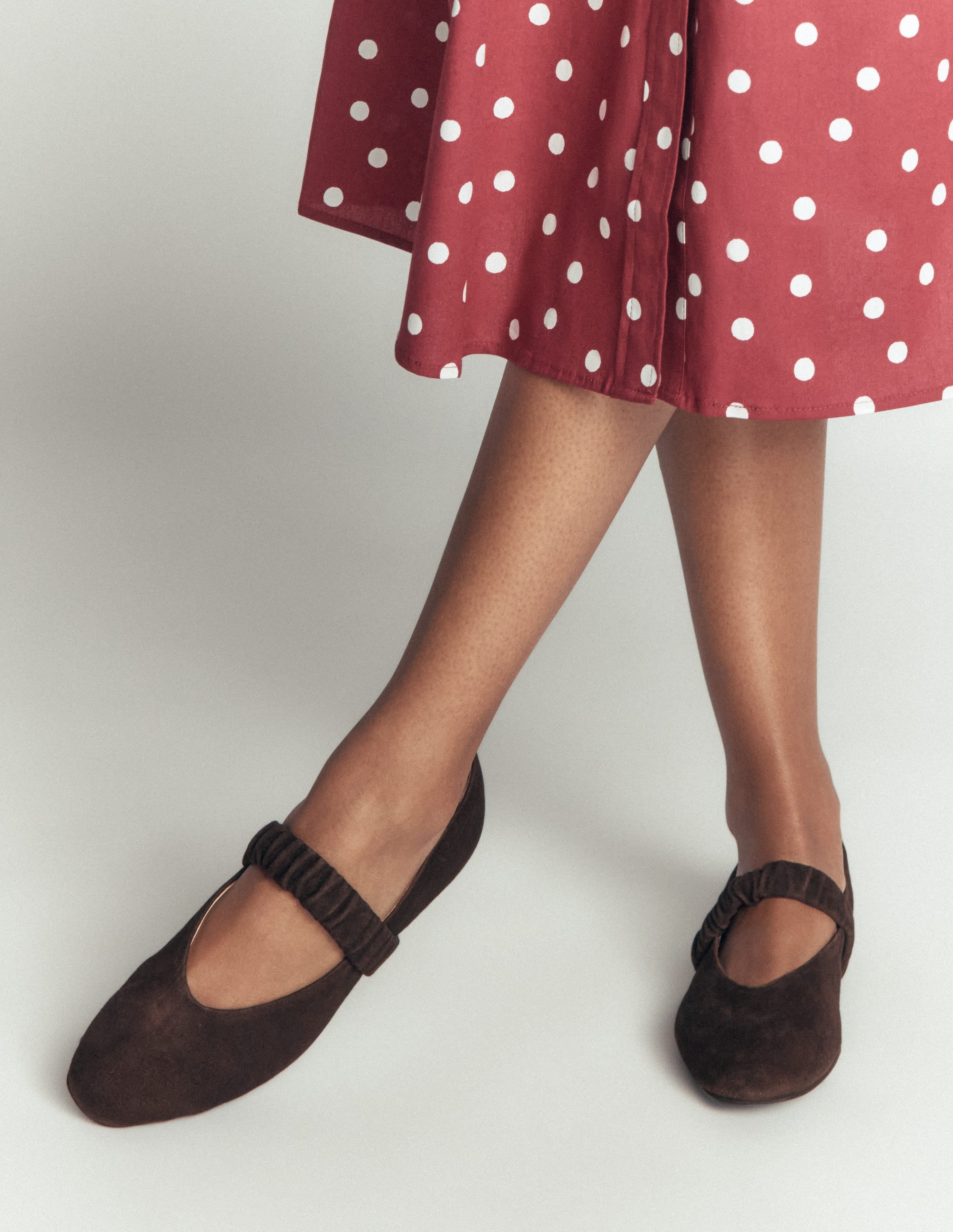 Camilla Ruched Ballet Flats-Bitter Chocolate - Image 2