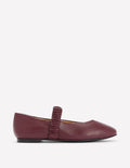 Camilla Ballerinas mit Rüschendetail-Oxblood