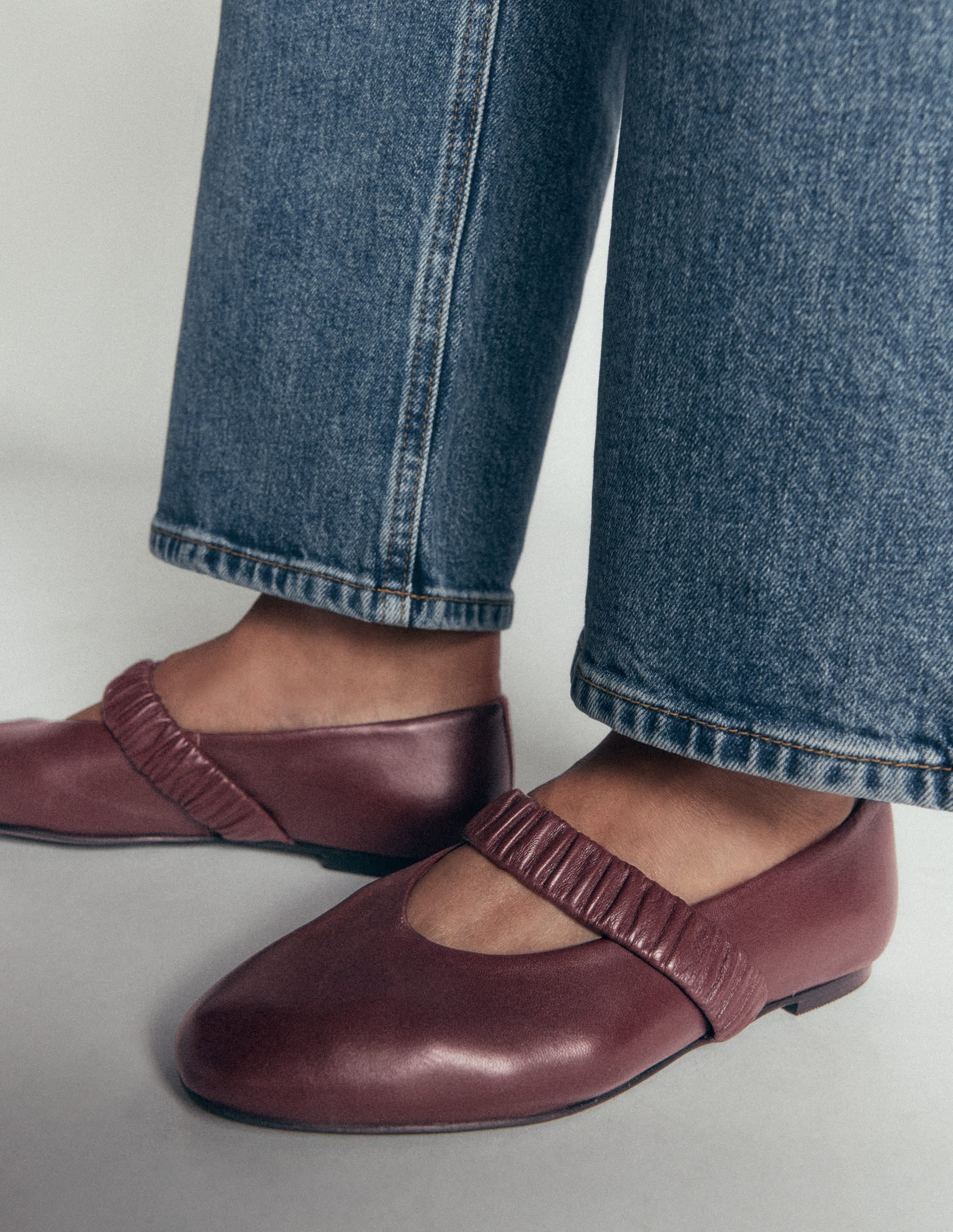 Ballerines Camilla froncées-Bordeaux profond - Image 1