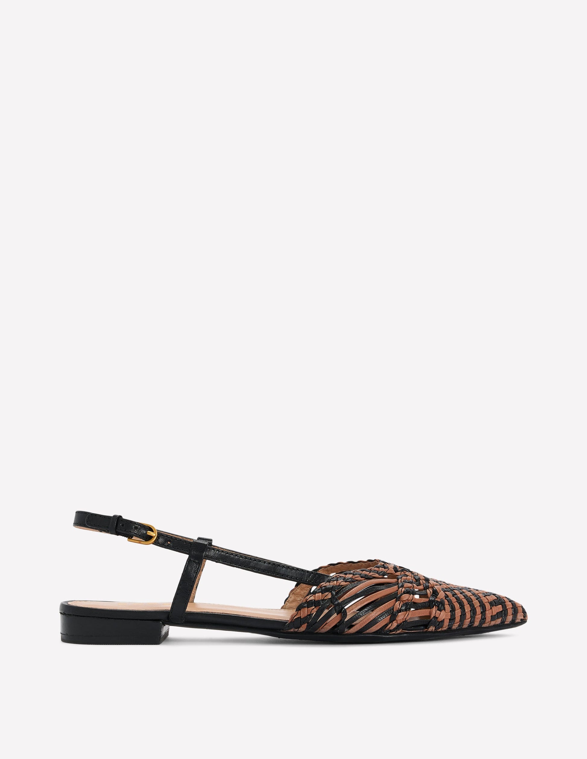 Woven Detail Pointed Flats-Black/ Neutral-2