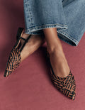 Woven Detail Pointed Flats-Black/ Neutral