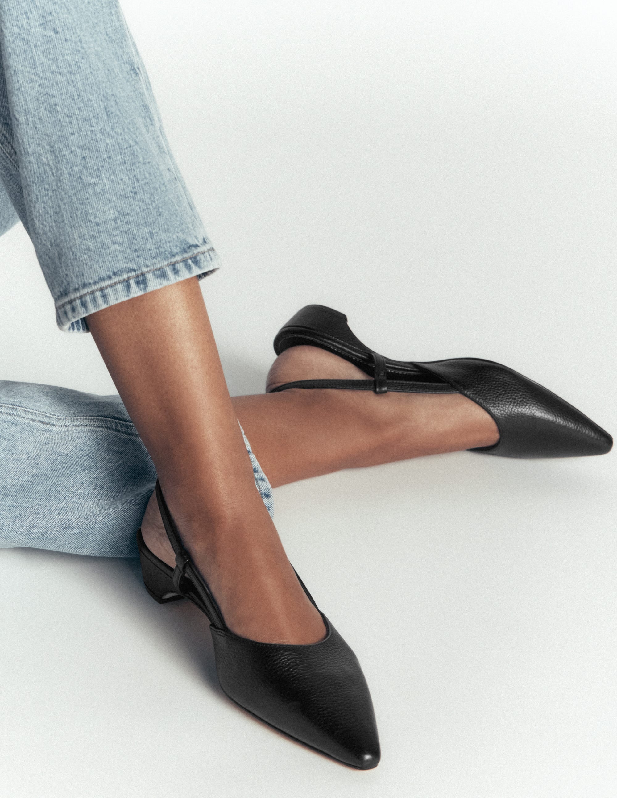 Mini Block Sling Backs-Black - Image 1