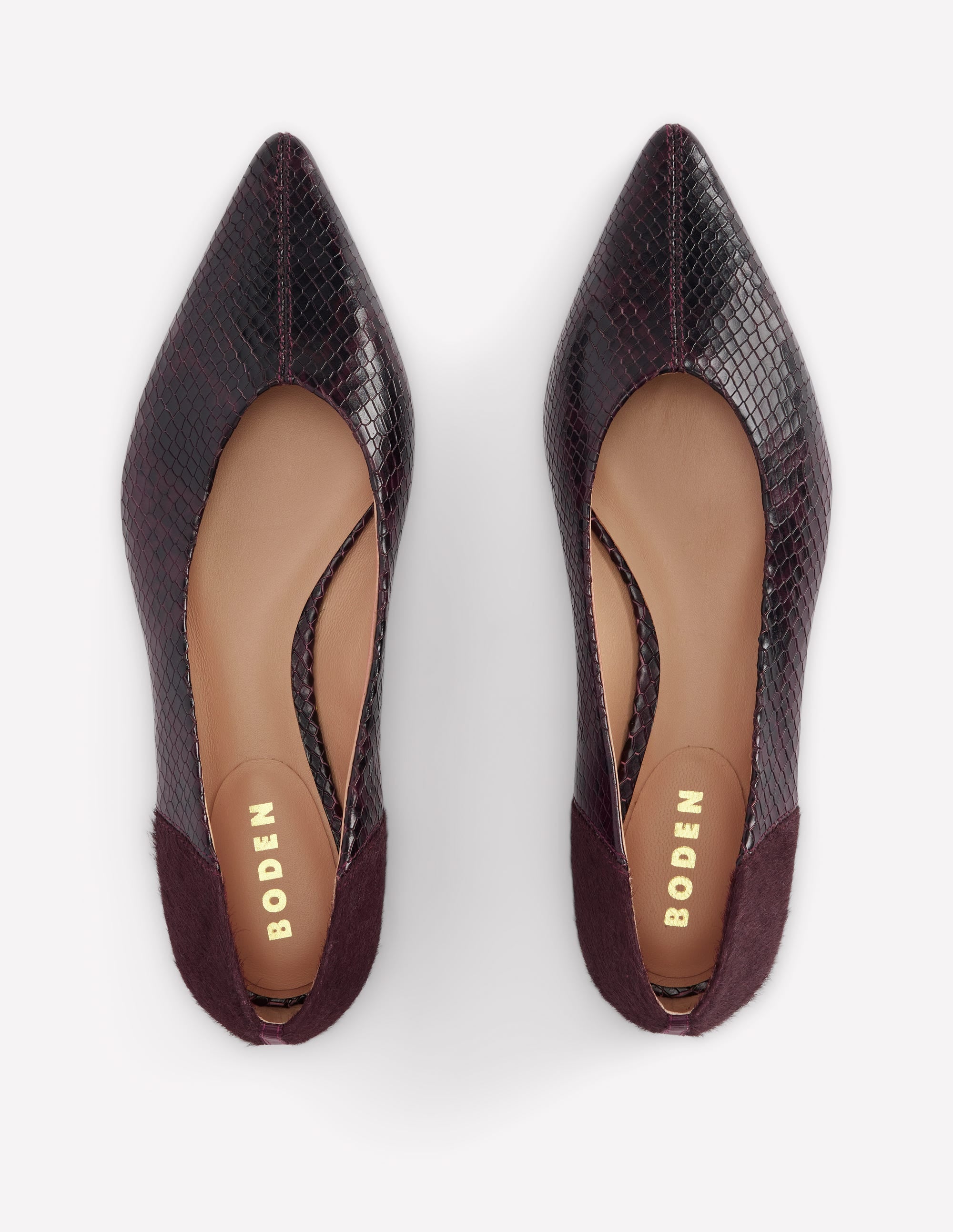 Nigella Flache Schuhe mit spitzer Zehenpartie-Weinrot Schlangenmuster - Image 5