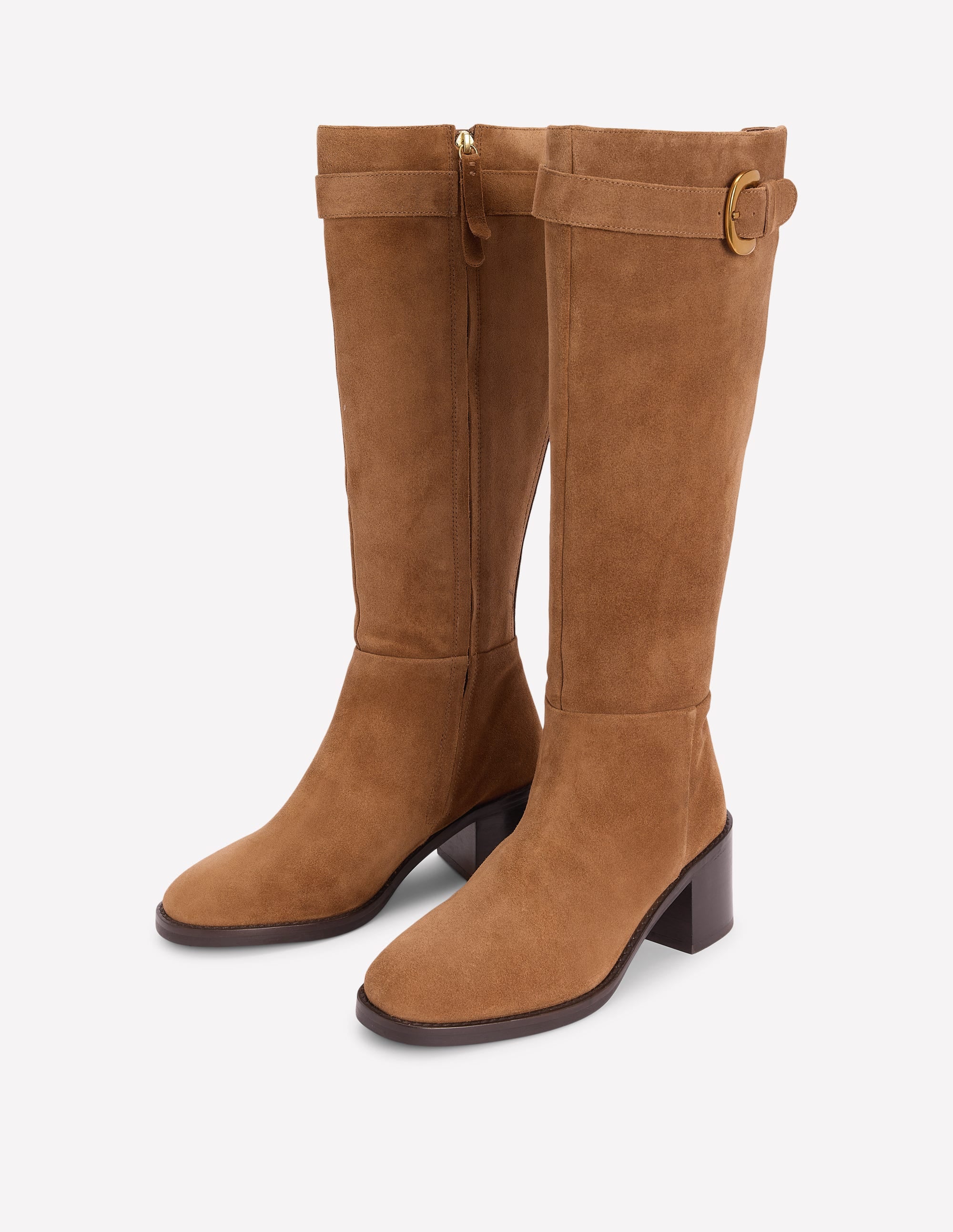 Kniehohe Stiefel mit Schnallendetail-Schokoladenbraun - Image 3